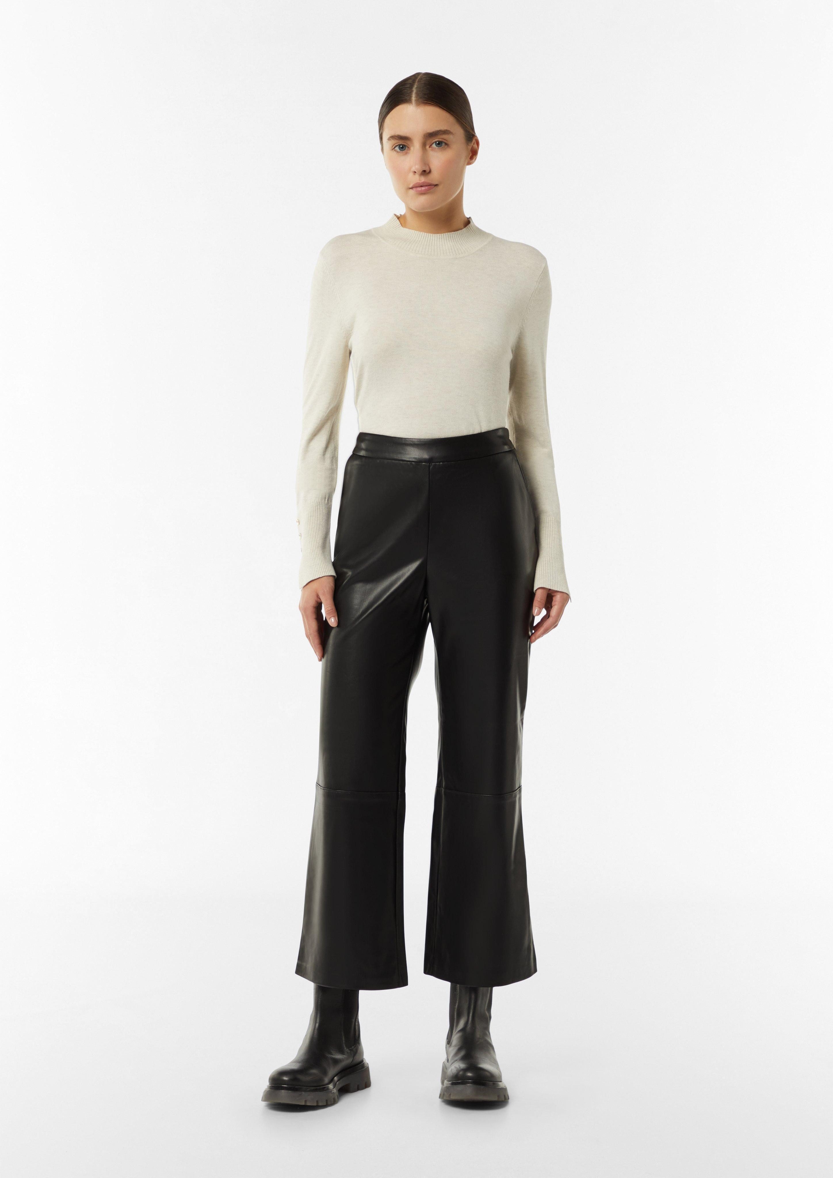 comma 7/8-Hose Flared-Leg-Hose in Leder-Optik Teilungsnaht günstig online kaufen