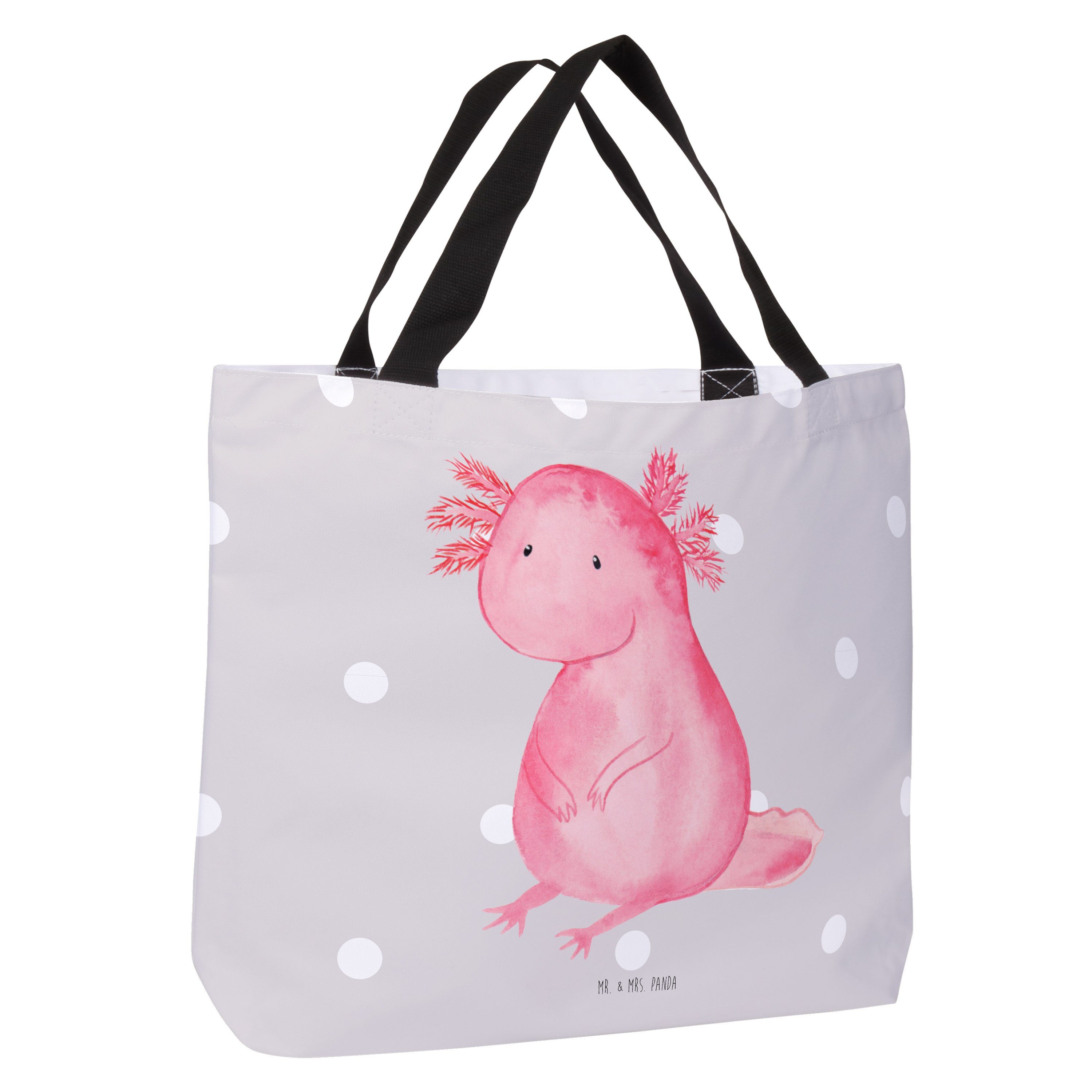 (1-tlg) Geschenk, - Panda Shopper Strandtasche, Mrs. Eink Lebensweisheit, Mr. Pastell Grau - & Axolotl