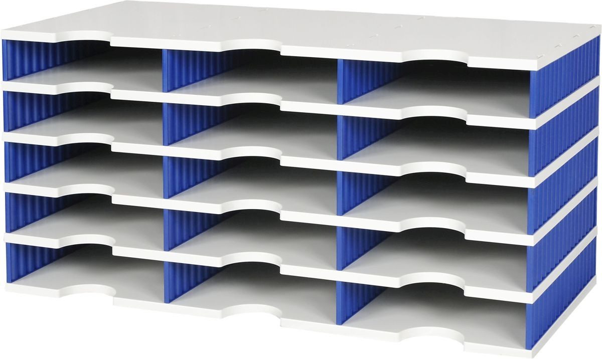 STYRO Organizer Sortierstation styrodoc trio Grundeinheit 15 Fächer grau/blau