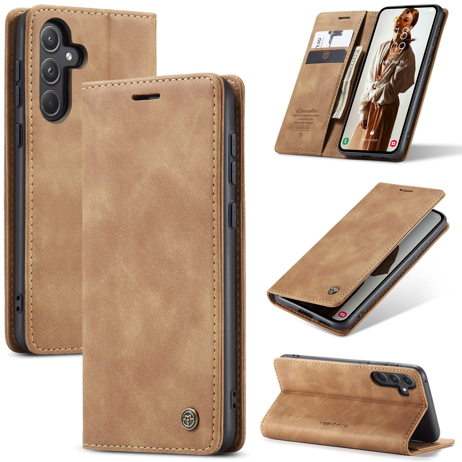 SmartUP Smartphone-Hülle für Samsung Galaxy A55 5G Klapphülle Fliphülle Tasche Case Smart Cover 6,6 Zoll, Integrierte Standfunktion, zwei Kartenfächer