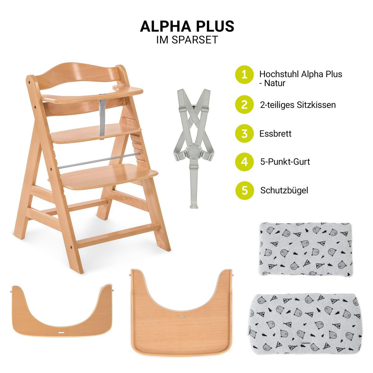 Hauck Hochstuhl Alpha Natur, Mitwachsender Holz günstig online kaufen