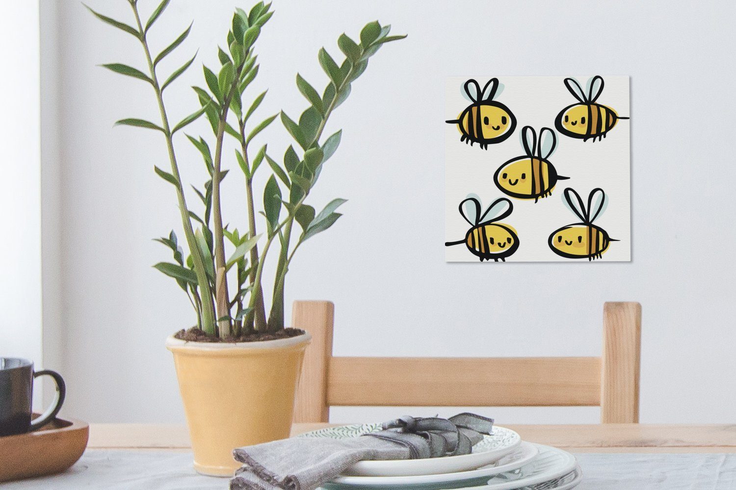 OneMillionCanvasses® Leinwandbild Bienen, Schlafzimmer Illustration St), Wohnzimmer für von fünf Eine Bilder Leinwand (1