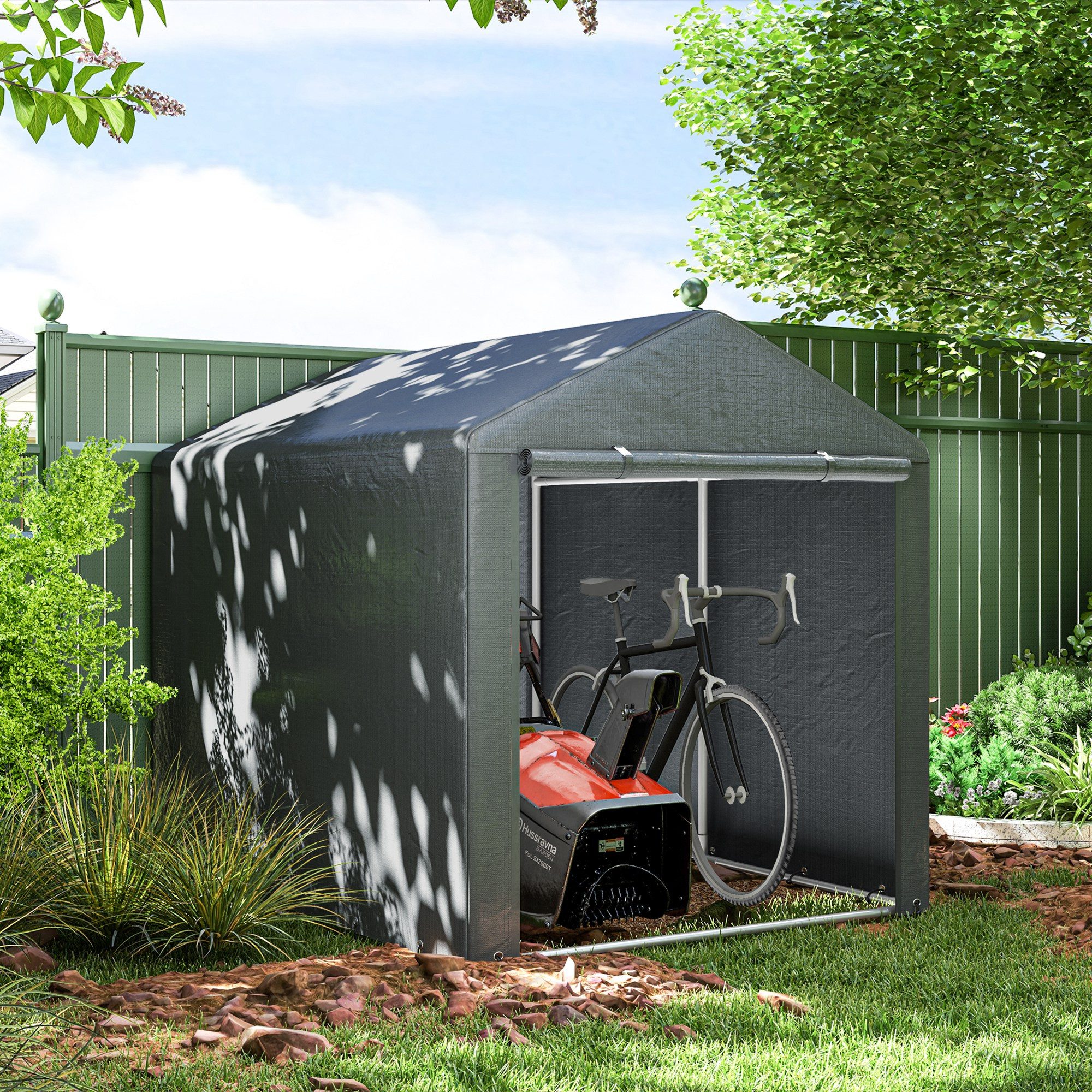 CHICFURN Gerätezelt Garagenzelt 1,6x2,18x1,72m mit UV-Schutz & wasserabweisend, (Packung, 1 tlg., Lagerzelt mit Reißverschlusstür für Gartengeräte & Wetterschutz), Foliengarage für Fahrräder, Motorräder & Outdoor-Zubehör