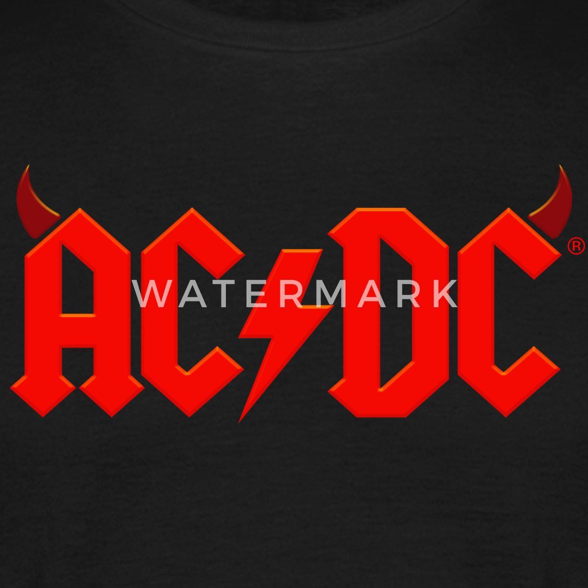 Spreadshirt T-Shirt AC/DC Rotes Logo Mit Teufelshörnern Und Blitz Männer T-Shirt (1-tlg)