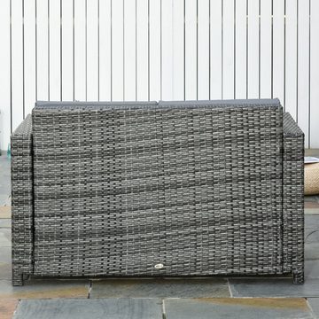 Outsunny Loungesofa Poly-Rattan Sofa mit Kissen 2-Sitzer, Rattansofa 1 Teile, Grau 130 x 70 x 80 cm