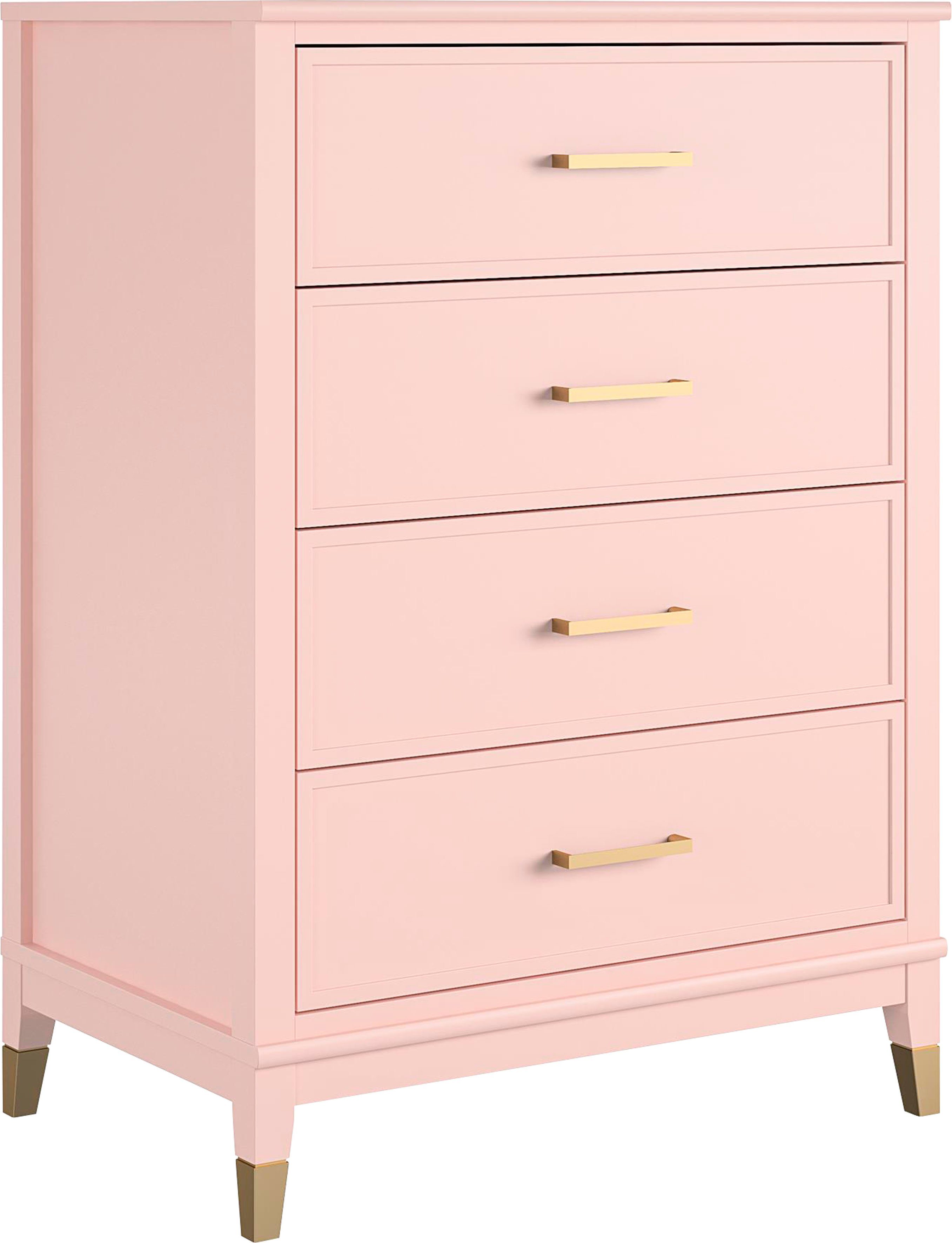 CosmoLiving by Cosmopolitan Kommode Westerleigh, mit 4 Schubladen, MDF, Beine aus Massivholz, Höhe 106 cm, Breite 76 cm rosa | rosa