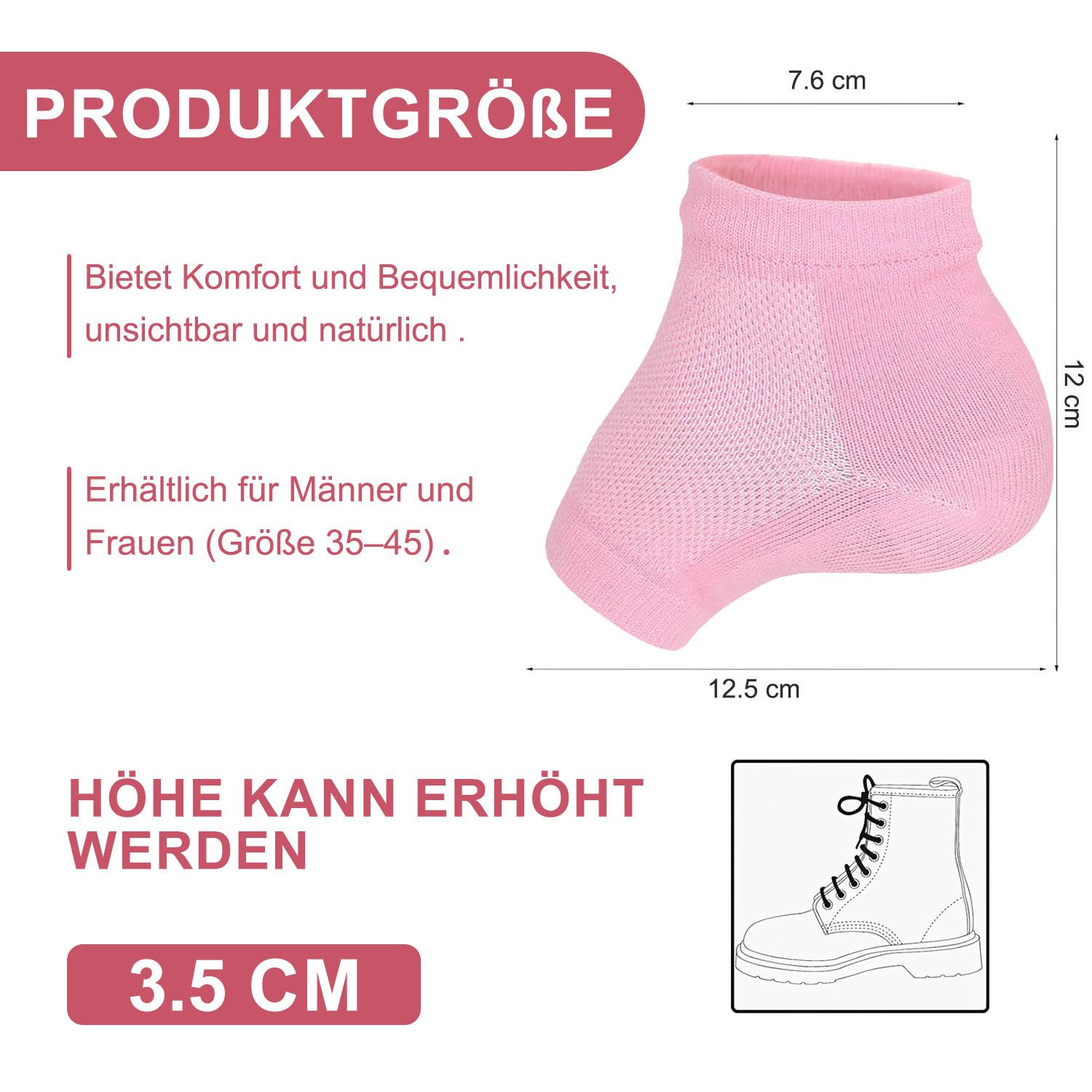 HEYHIPPO Einlegesohlen Fersen-Innensocken mit 3,5 cm günstig online kaufen