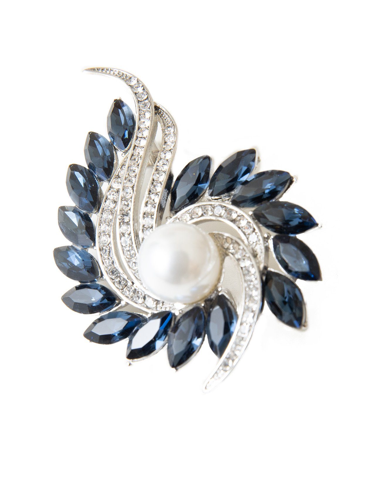 MayTree Brosche "Wirbelwind", blau mit einer Zierperle (Stück, 1-tlg), Meta günstig online kaufen