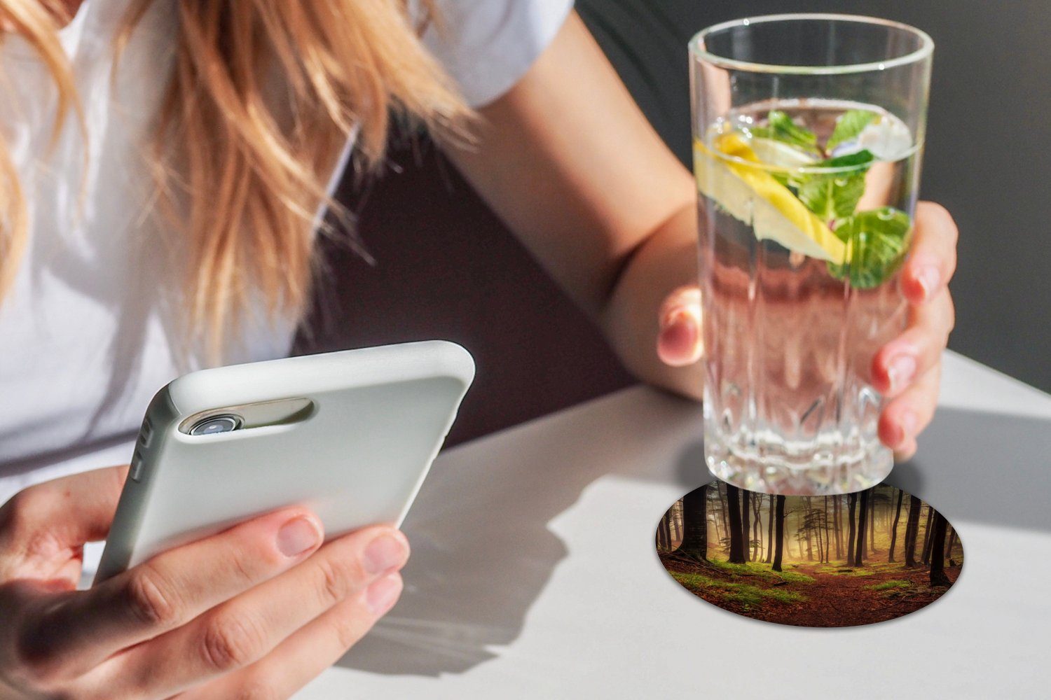 MuchoWow Glasuntersetzer Bäume - Natur Becher Tassenuntersetzer, - Gläser, Korkuntersetzer, 6-tlg., Getränkeuntersetzer, Zubehör Wald, für Tasse