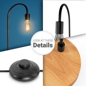Paco Home Stehlampe WALTER, ohne Leuchtmittel, Bogenlampe Industrial LED Wohnzimmer Skandi Minimalistisch Holz Fuß