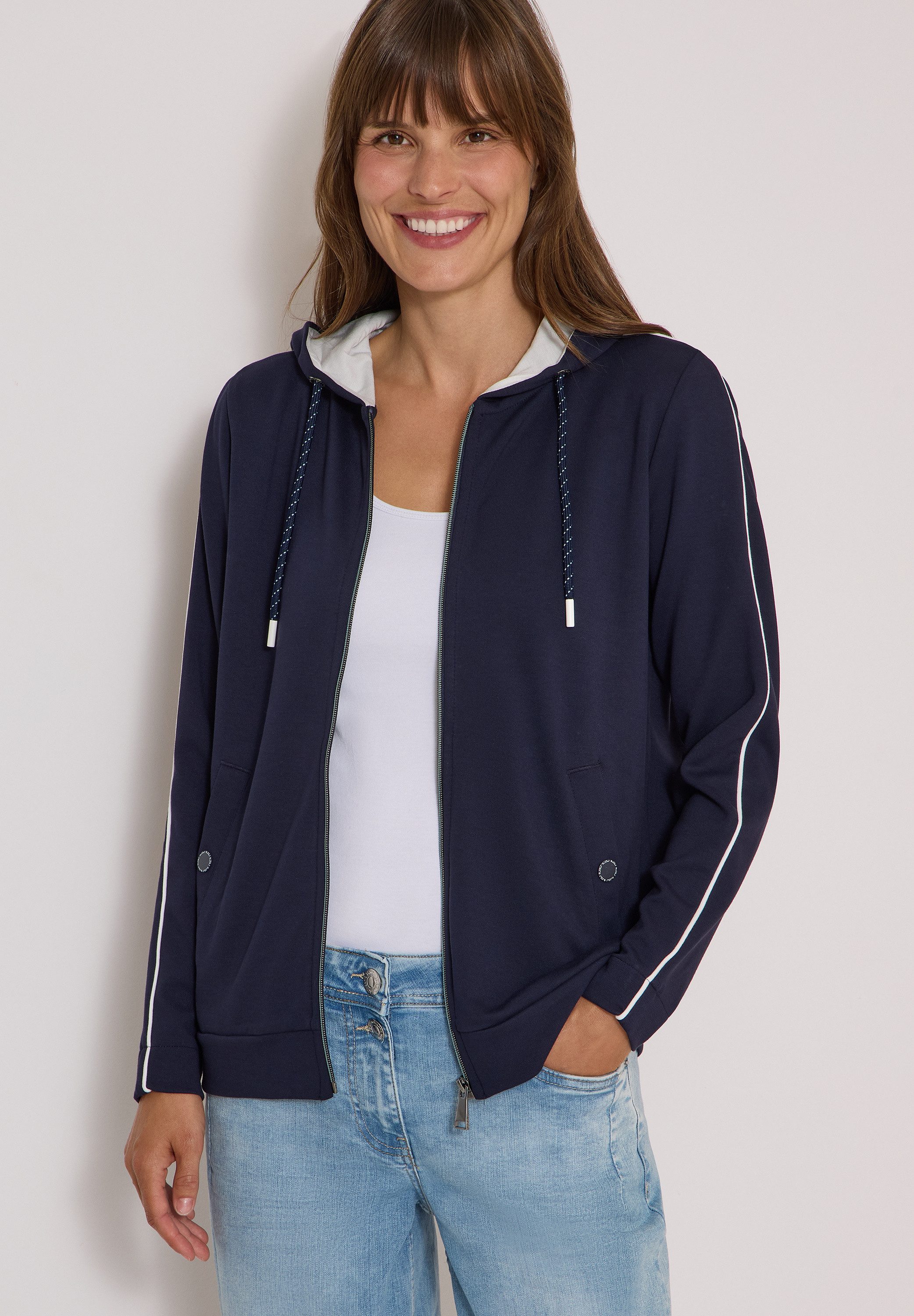 CECIL Cardigan mit Kapuze mit Tunnelzugband