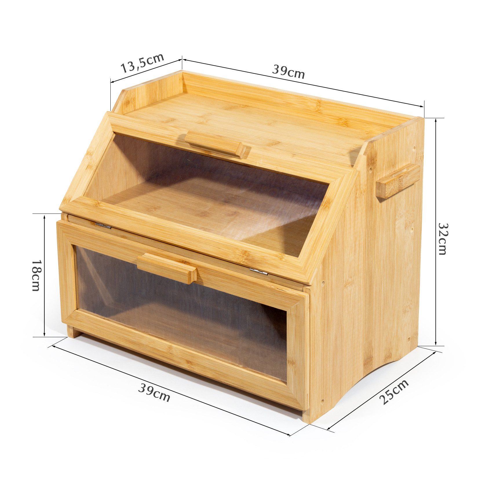 Zedelmaier Brotkasten Bambus Brotkasten mit 2 Etagen, großer Brotkasten, Bamboo, (Set, 1x Aufbewahrungsbox aus Bambus), mit Belüftung und Sichtfenster – Bild 2 von 5