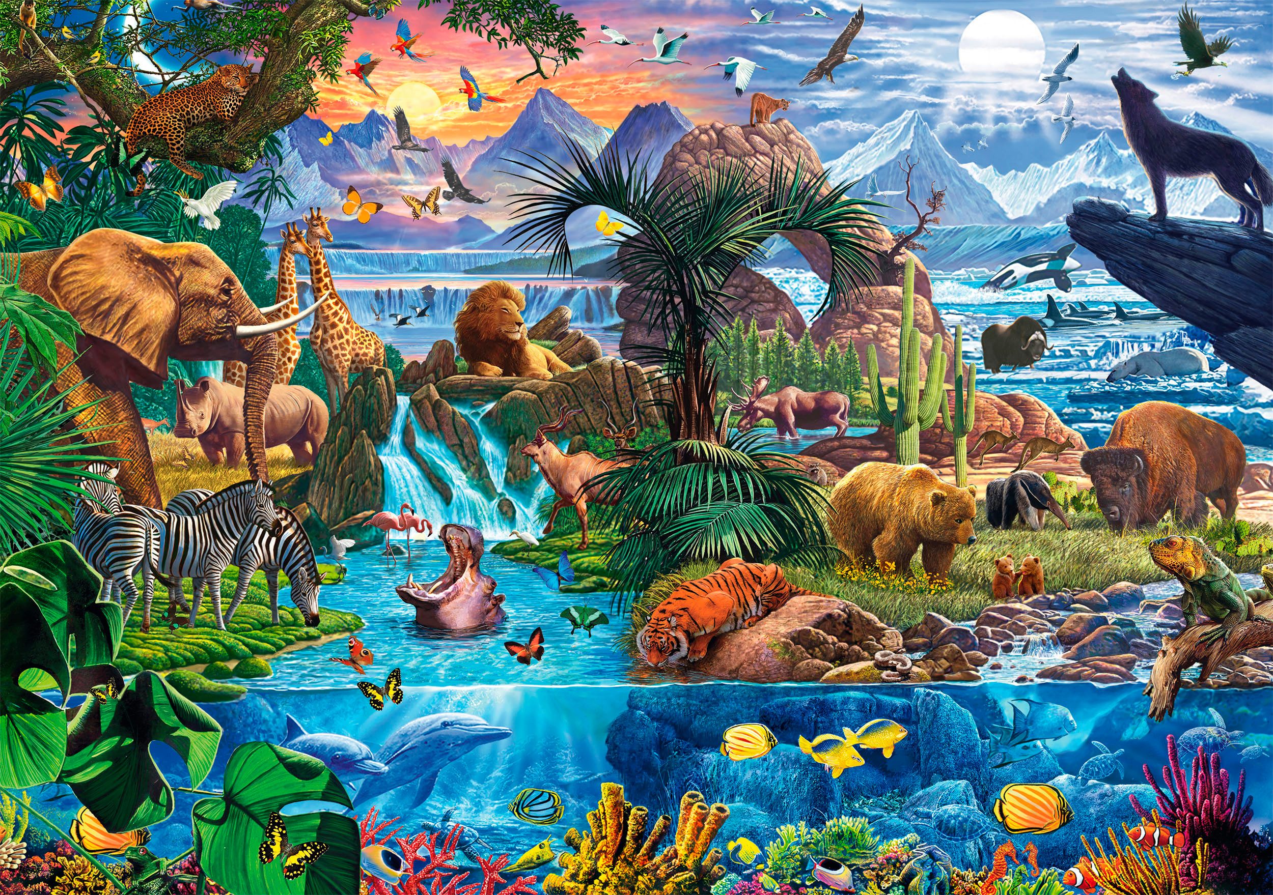 Schmidt Spiele Puzzle Panorama der Tierwelt, günstig online kaufen