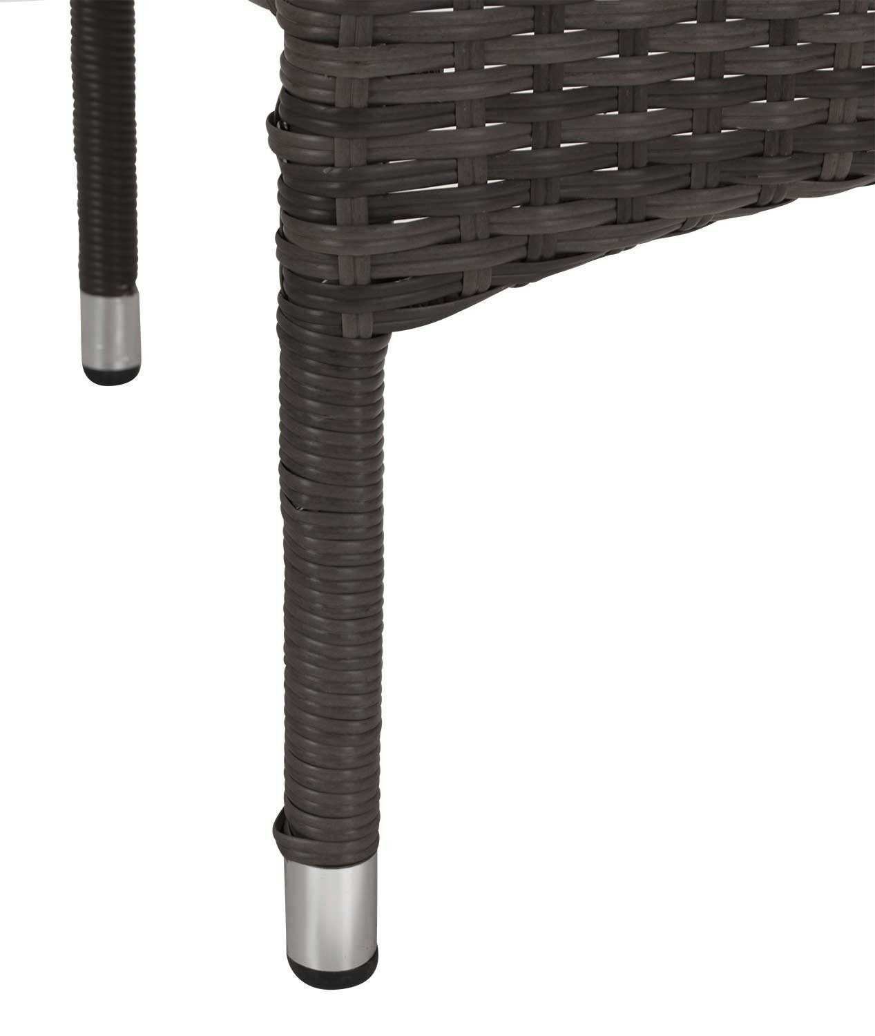 TONIO, 59 Schwarz, Gartensessel mit Sitzkissen x Stahl, B 62 Kunststoffgeflecht, Outdoor cm, (1-St), Stapelbar, Grau, T
