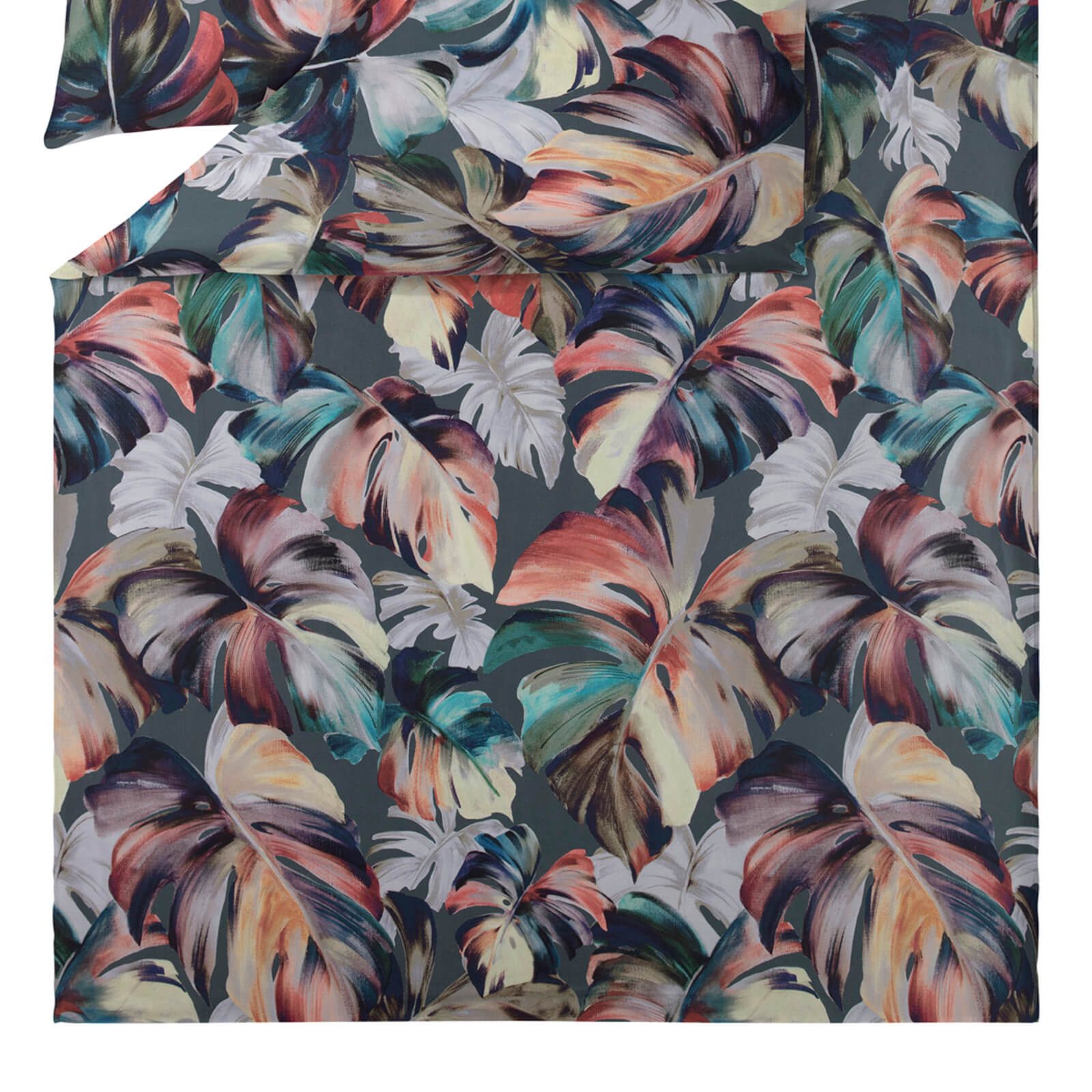 Estella Bettwäsche Amy 4832 532 Salbei, Satin, 2 teilig, Monstera, Tropen