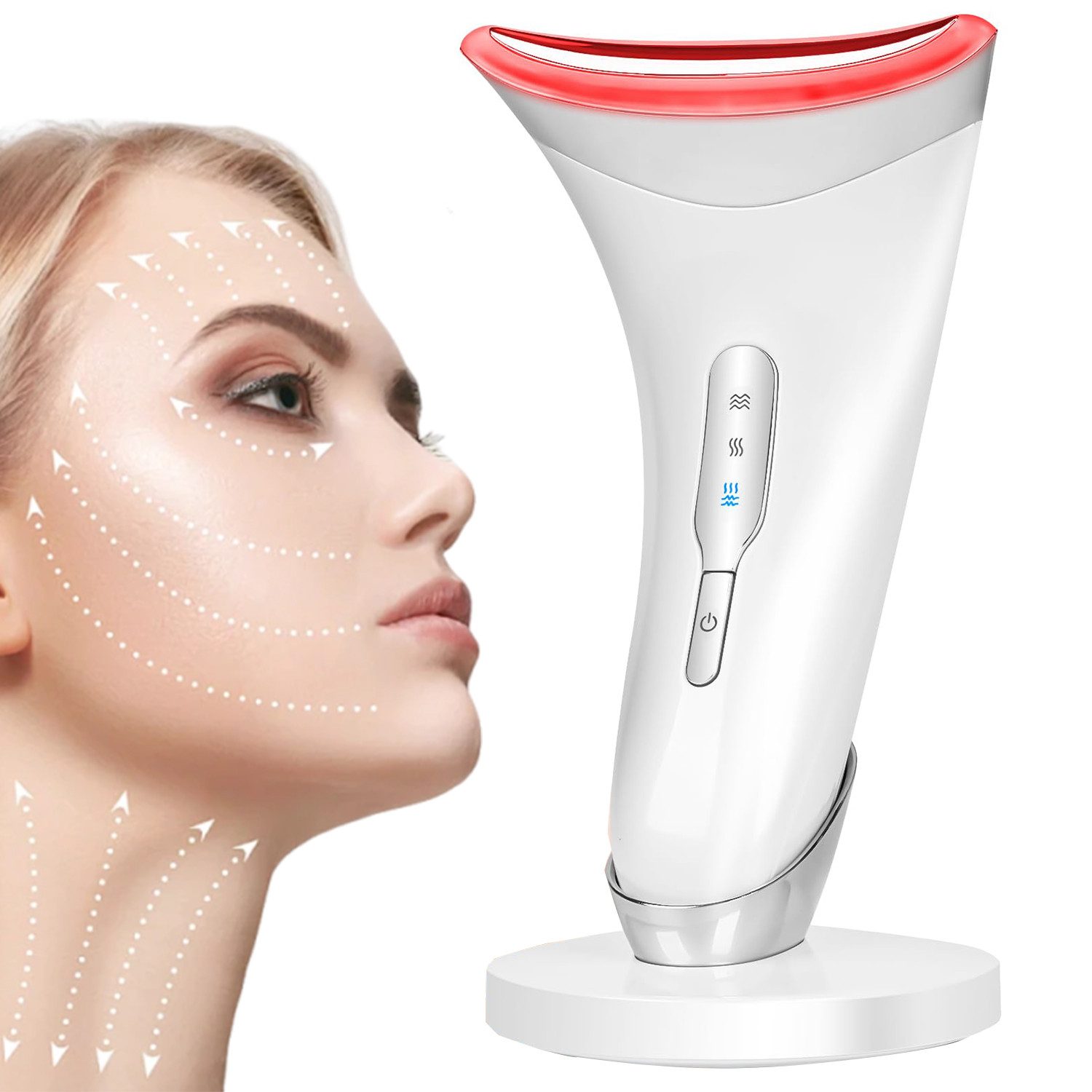 Nacken-Massagegerät 3-in-1-Beauty-Gerä Rotlichttherapie für Gesicht und Hals Lichttherapie