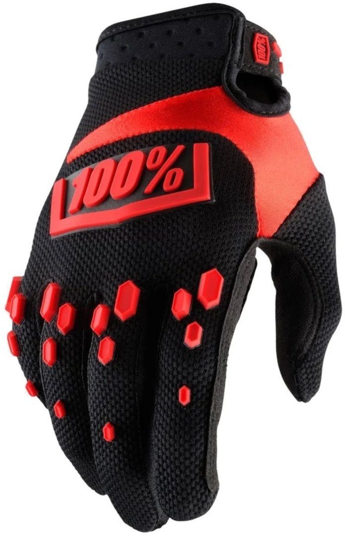 Hexa Motocross Airmatic Motorradhandschuhe 100% Handschuhe Black/Red Jugend