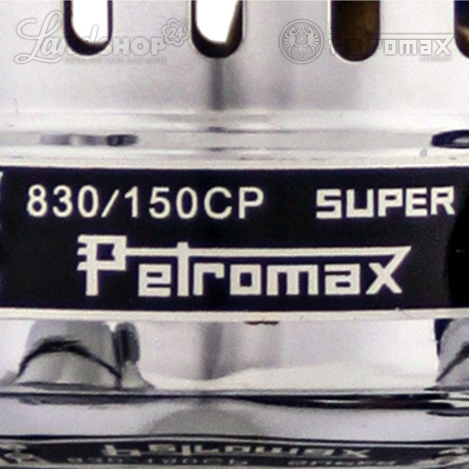 Petromax Außen-Tischleuchte Petromax Schirm, Ausführung Glühstrumpf, verchromt mit Hängeleuchte, Tischlampe Messing Kaltweiß, HK500