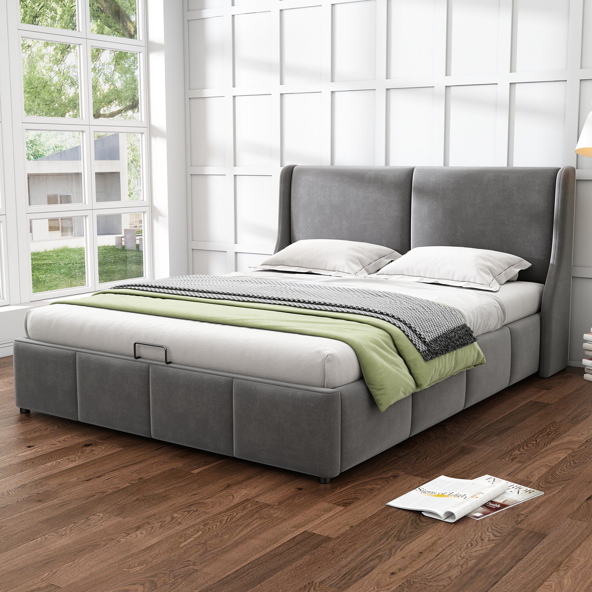 Flieks Polsterbett, Samt Hydraulisches Funktionsbett Doppelbett günstig online kaufen