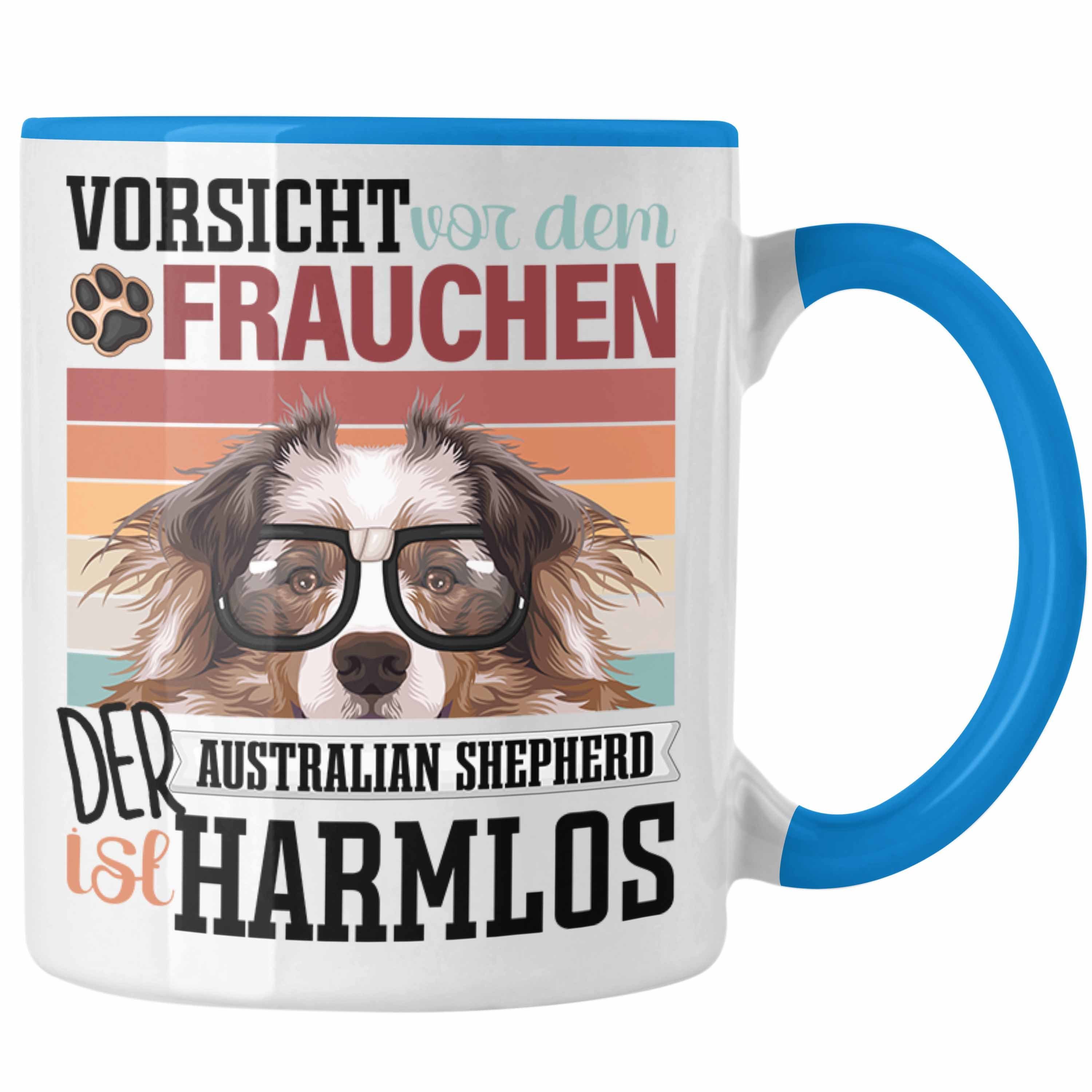 Tasse Trendation Spruch Blau Frauchen Lustiger Besitzerin Tasse Shepherd Australian Geschenk