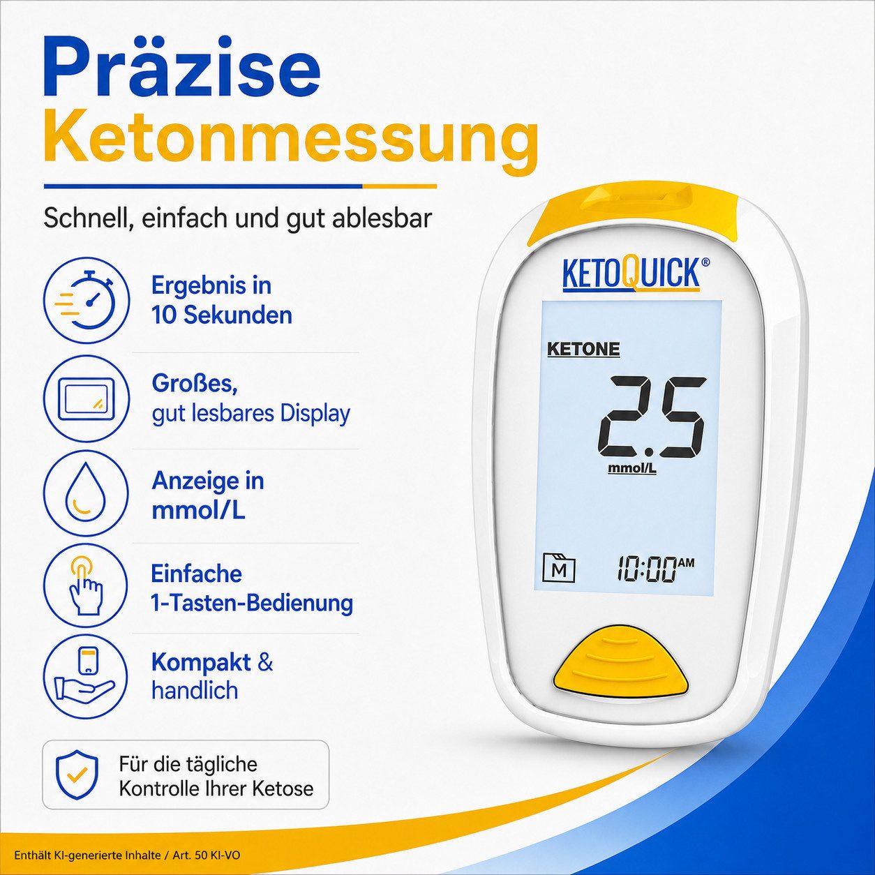 KetoQuick Keton-Messgerät Starterset mit 10 Teststreifen, Kombiset, Ideal für Keto-Ernährung, Fitness, Low Carb – Bild 3 von 5