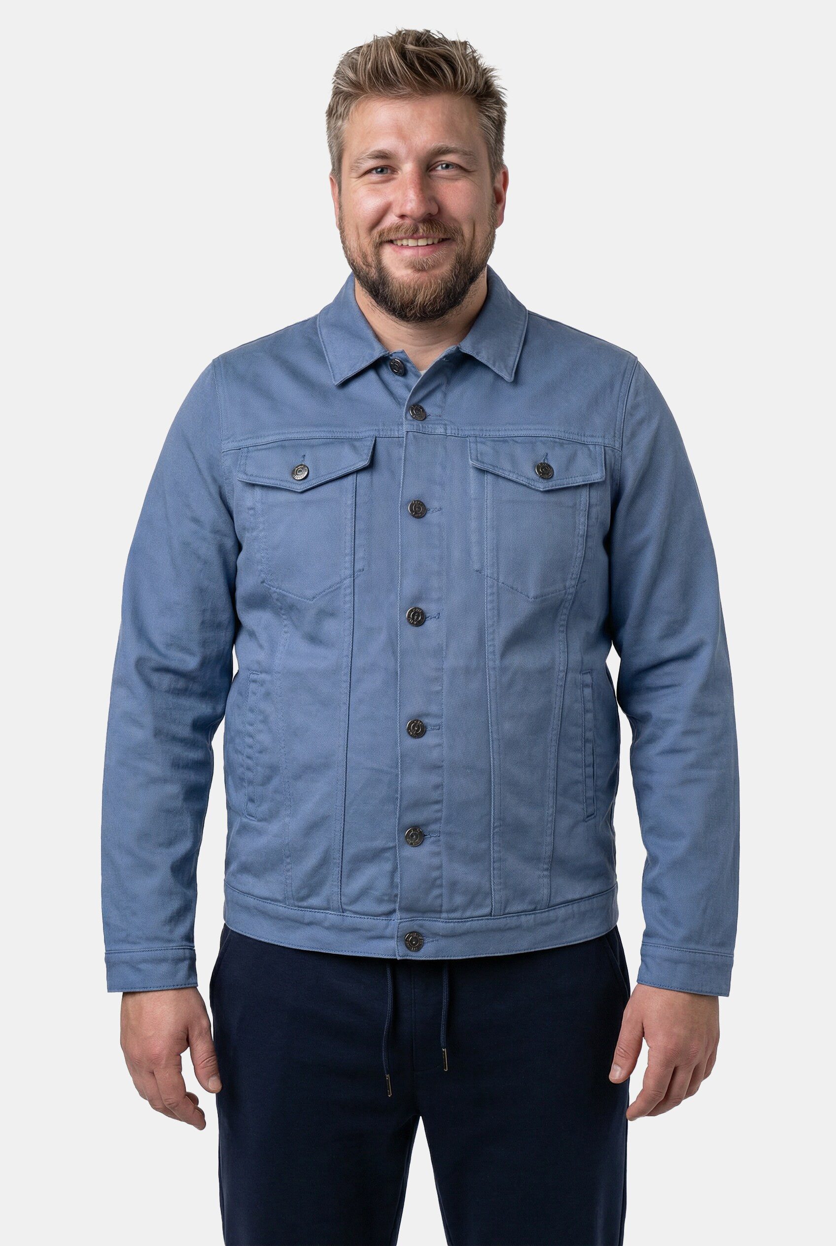 Men Plus Funktionsjacke Jeansjacke Colordenim Brusttaschen