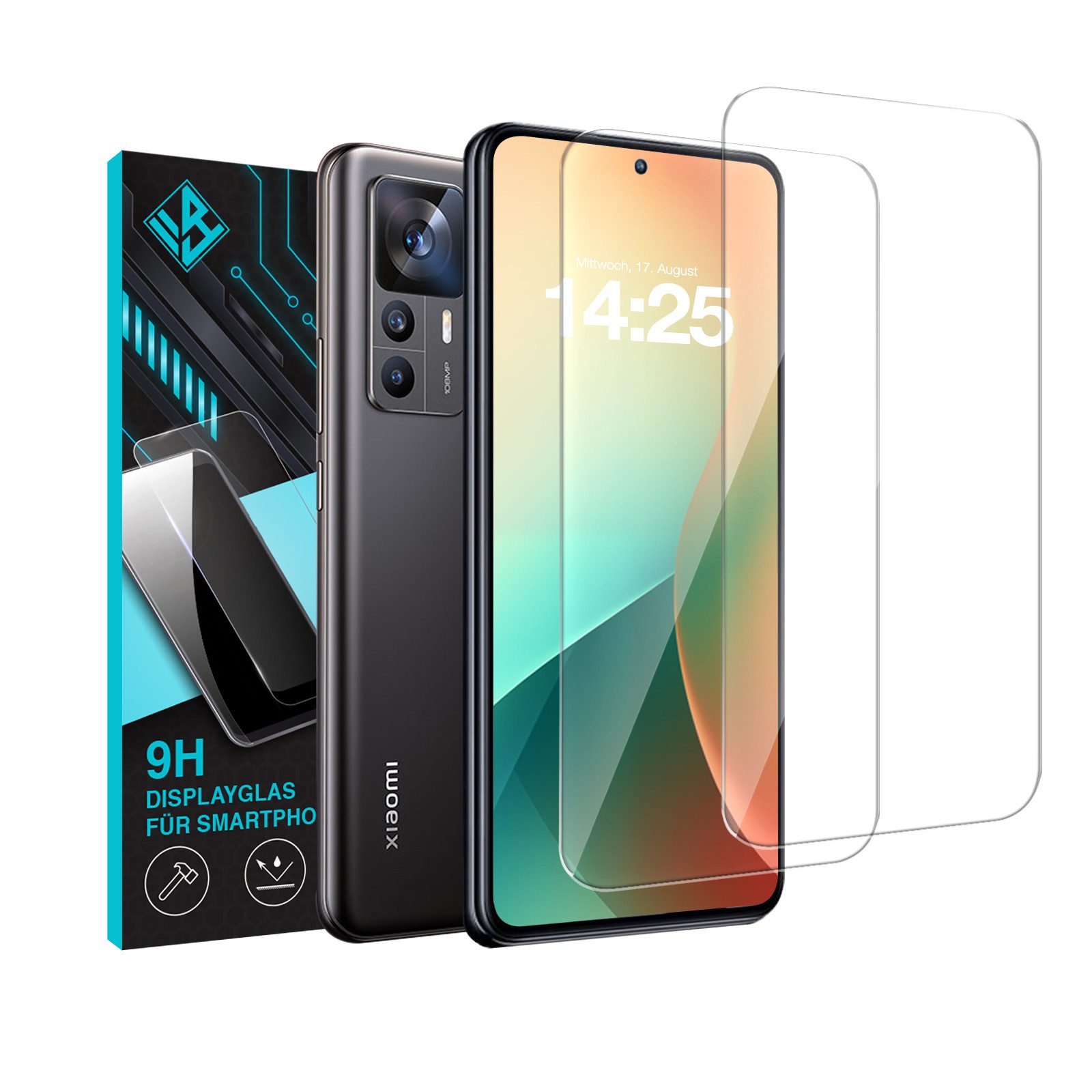 Tec-Expert Displayschutzglas 2X 9H Displayglas für Xiaomi 12T / 12T Pro für Xiaomi 12T / 12T Pro, Displayschutzfolie, 2 Stück, Displayschutz, Schutzglas, Bildschirmschutz, kratz- & stoßfest