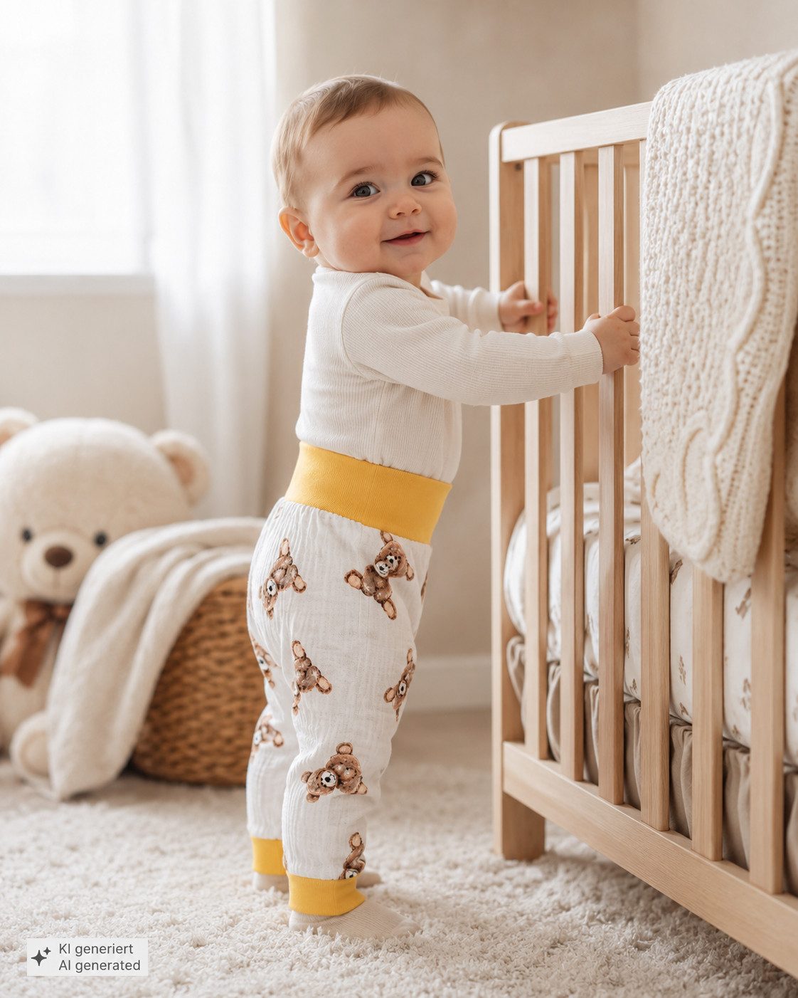 La Bortini Schlupfhose Babyhose aus Musselin neutral Hose für Neugeborene luftig, weich, unisex, 44 50 56 62 68 74 80 86