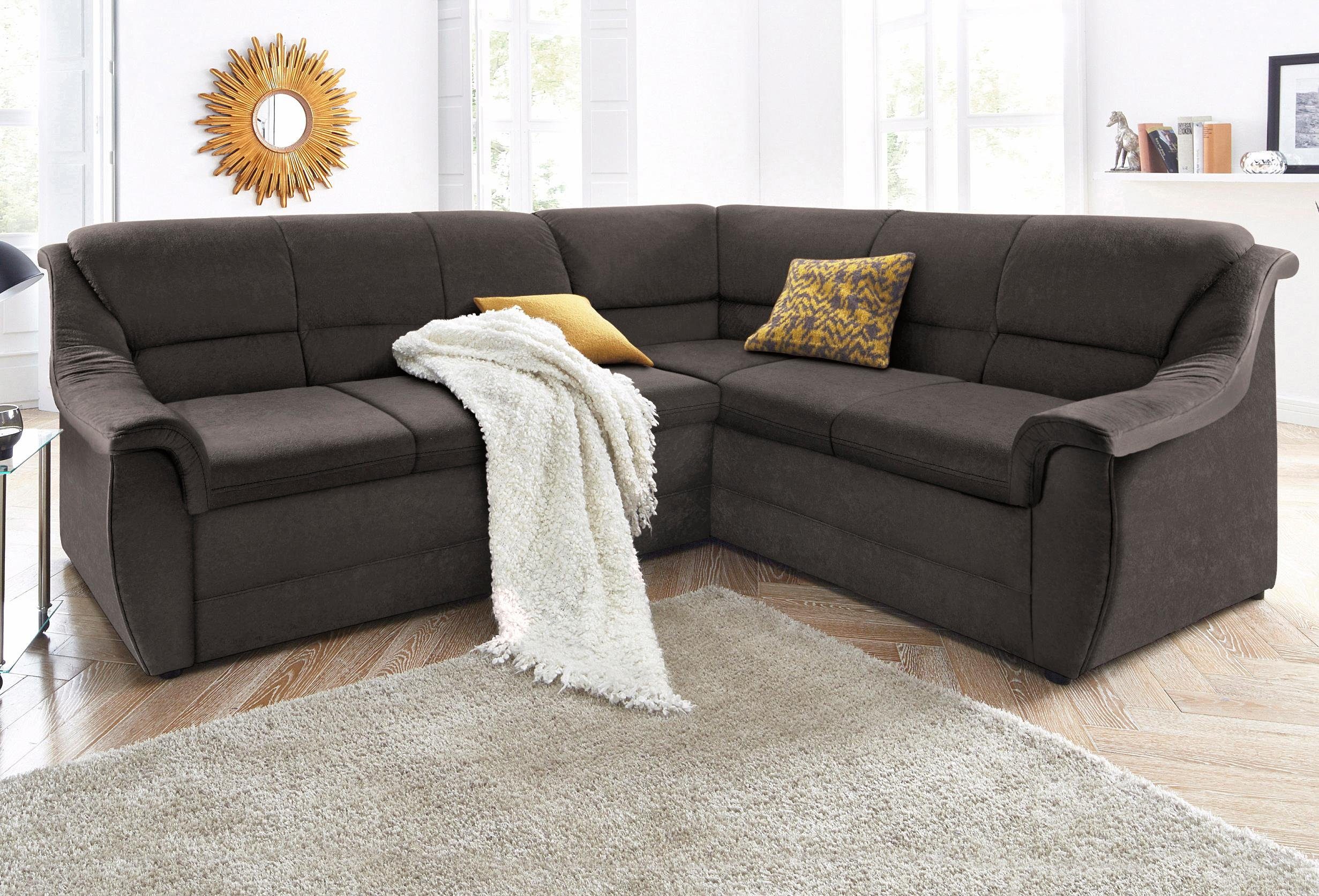 DOMO collection Ecksofa Lale zeitlose Formensprache, komfortabel, Breite 251cm, L-Form, mit langem Schenkel, wahlweise mit Bettfunktion