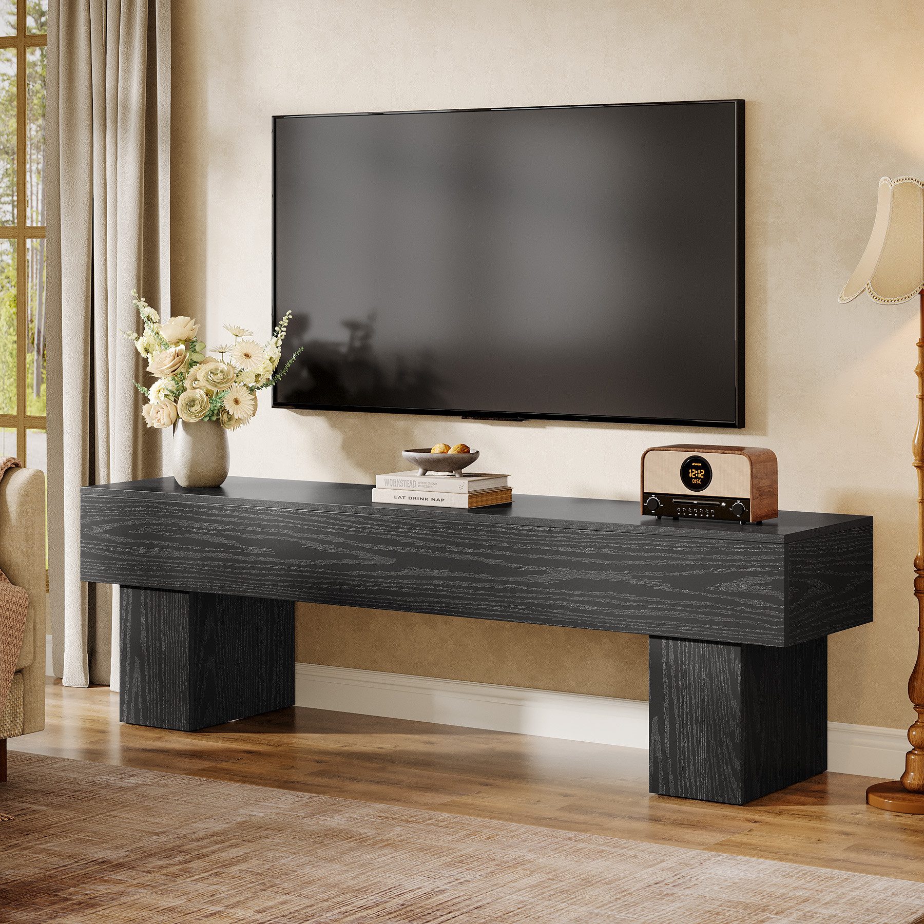 Tribesigns TV-Schrank 160cm TV-Ständer, Landhausstil, TV-Schränke & Konsolentisch, Schuhbank