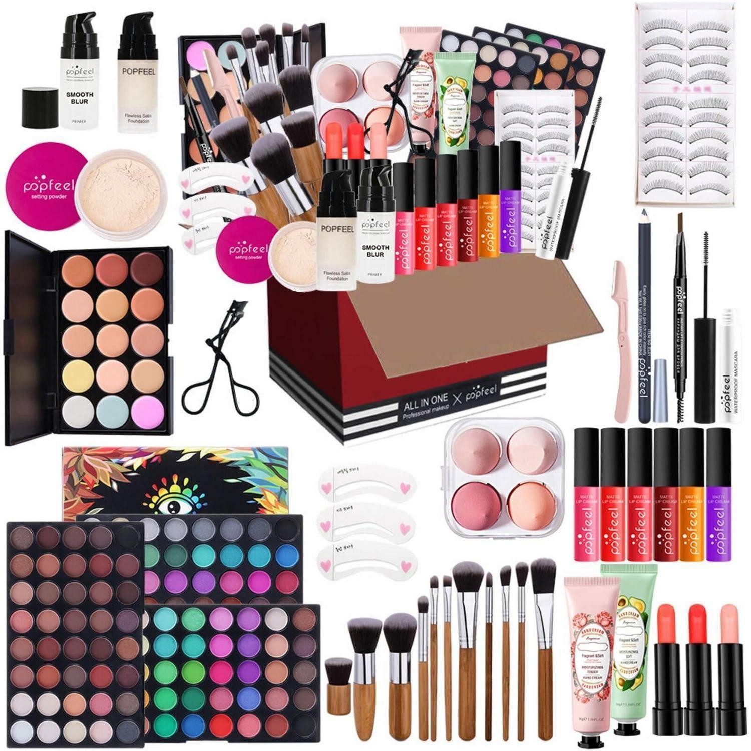 LuxusKollektion Schmink-Set Make-up Geschenkset Schminkkoffer Lidschatten Lippenstift