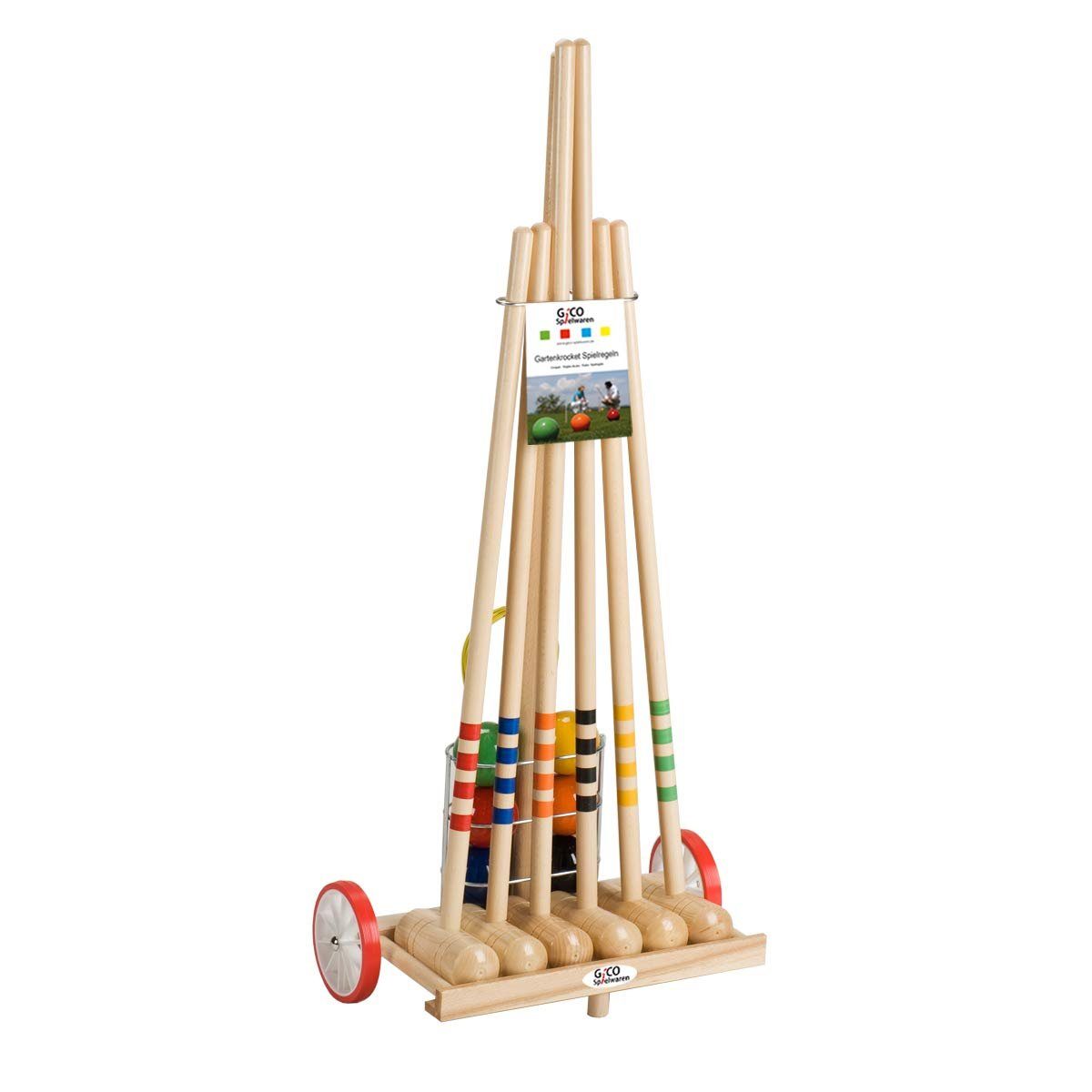 GICO Spielzeug-Gartenset GICO Krocket Set Family 6 Spieler 2x100cm,4x80 cm -3111, Schläger:4x80cm,2x100cm