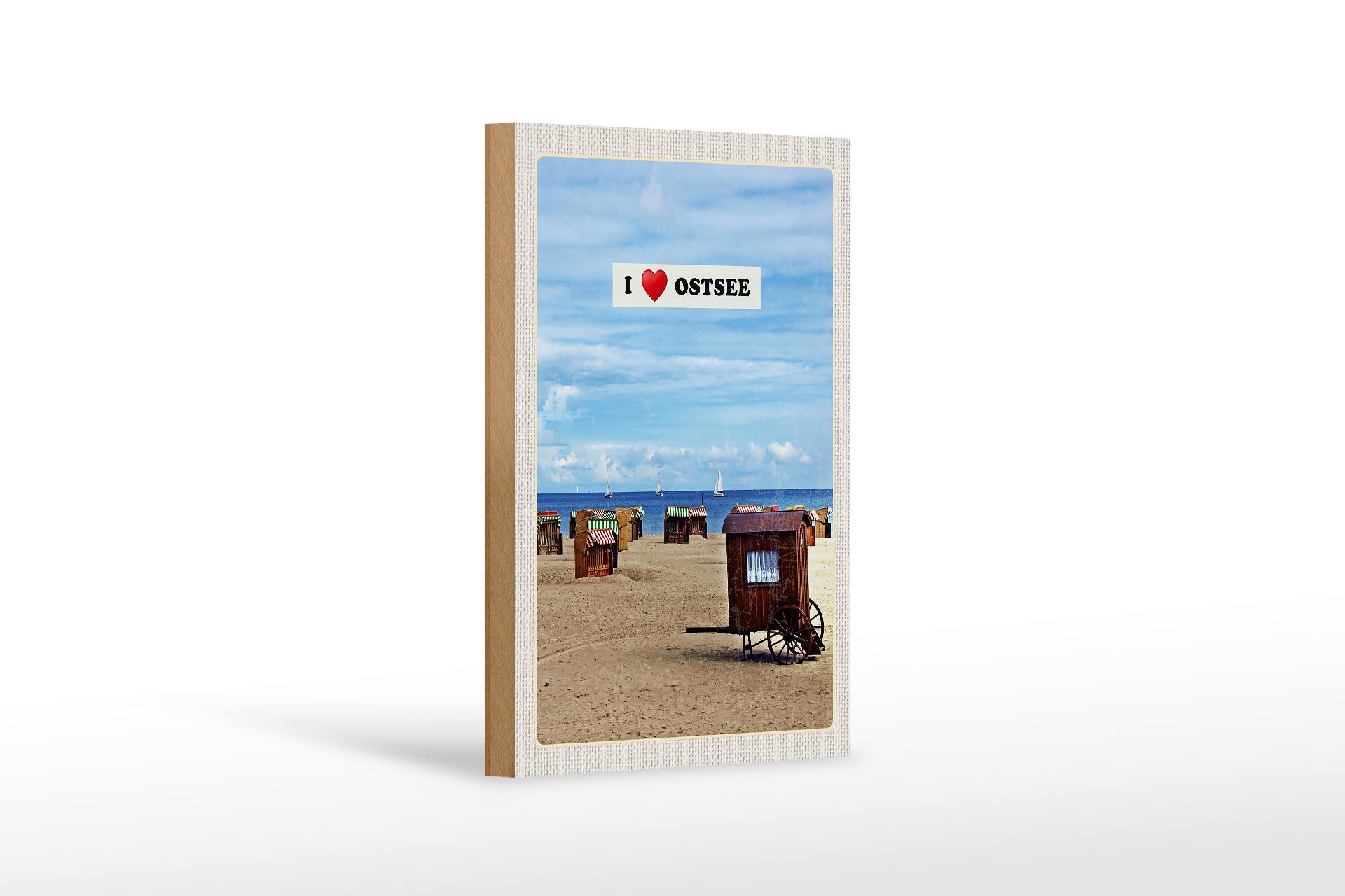 Holzbild Reise 12x18 cm Ostsee Strand Küste Sand