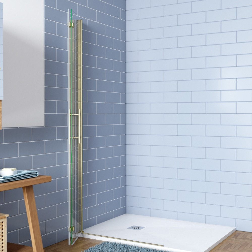 AICA Walk-in-Dusche H:195cm Gold Duschwand Duschabtrennung Falttür Scharniertür Duschtür – Bild 5 von 5