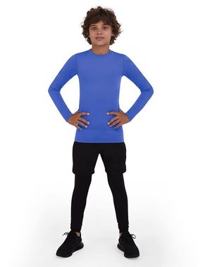 POWERLAYER Langarmshirt Jungen Kompressions Shirt PowerLayer, Blau, 10-12 Jahre (1-tlg)