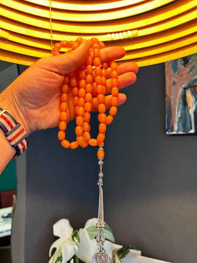 TesbihBid Kettenanhänger 100 Gebetskette Tesbih Misbaha Amber Prayerbeads Bakalite faturan (100-tlg)