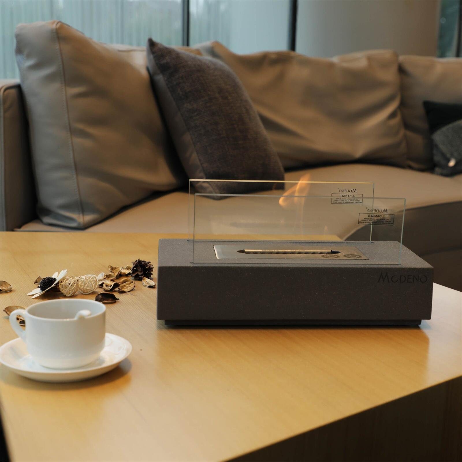 MODENO Tischfeuer KIRA Ethanol Tischfeuerstelle, Tischkamin, Dekokamin, Betonsockel