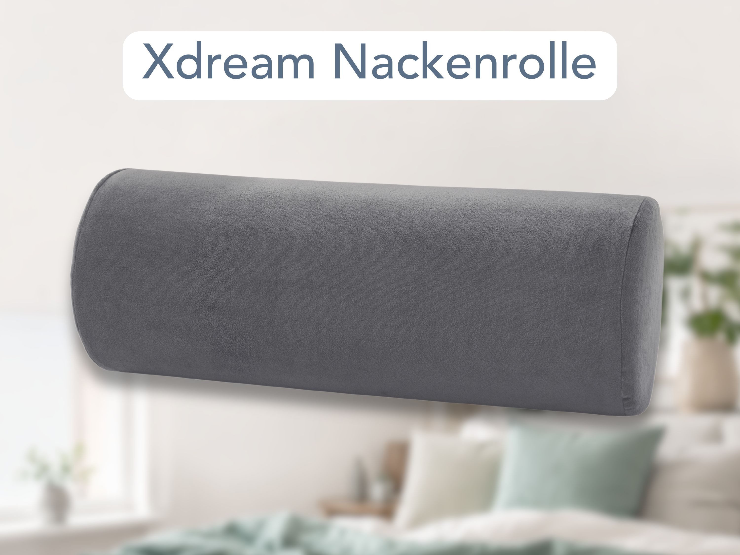 XDREAM Nackenrolle ergonomisches Nackenstützkissen aus Viscoschaum mit Memory-Effekt, 1-tlg., wirkt stützend und entlastend, super weicher Mikroplüsch-Bezug