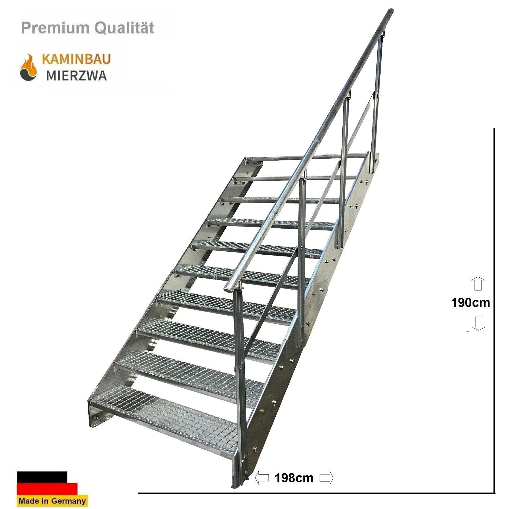 Kaminbau Mierzwa Außentreppe Stahltreppe 16 Stufen Verzinkt mit und ohne Ge günstig online kaufen