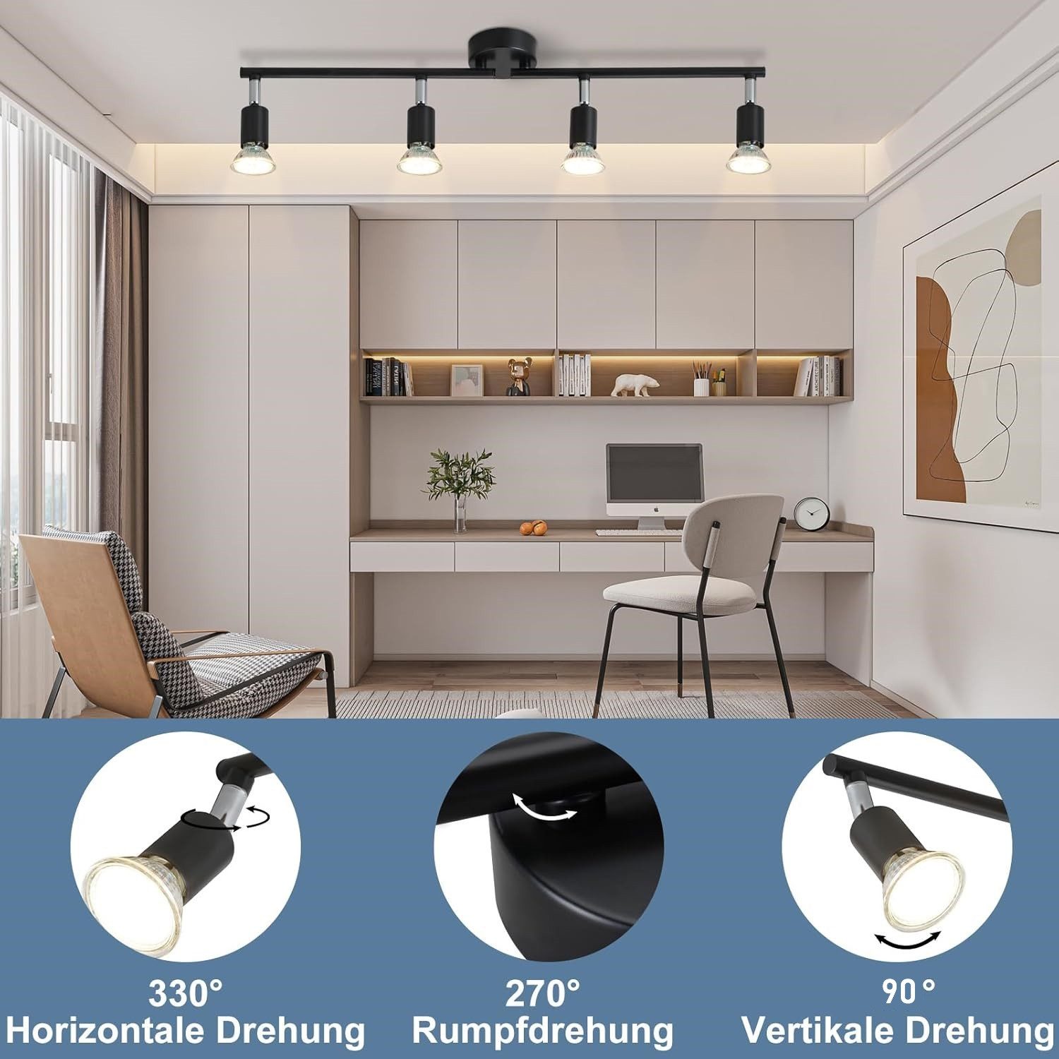 ZMH Deckenleuchte 4 Flammig-GU10 Modern Deckenspot günstig online kaufen