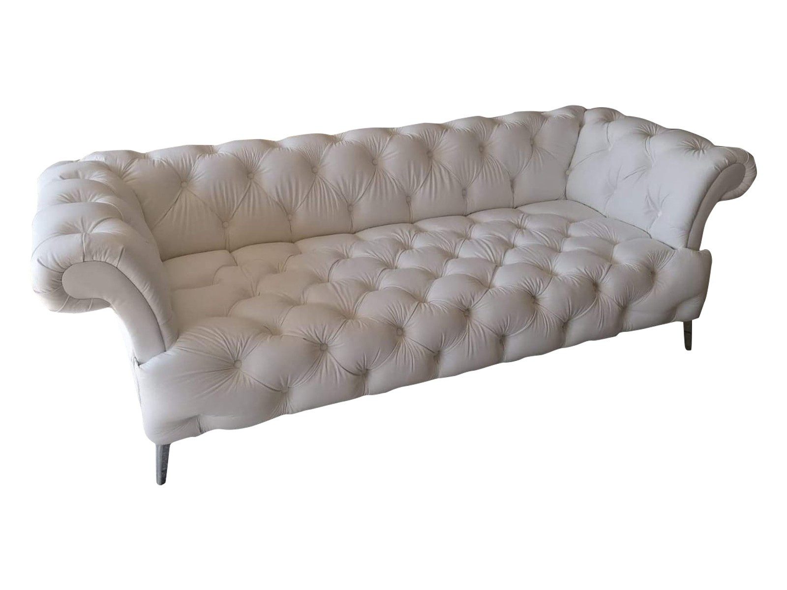 Xlmoebel Chesterfield-Sofa Luxus 3-Sitzer Couch aus Kunstleder in Weiß, 1 Teile, Made in Europa