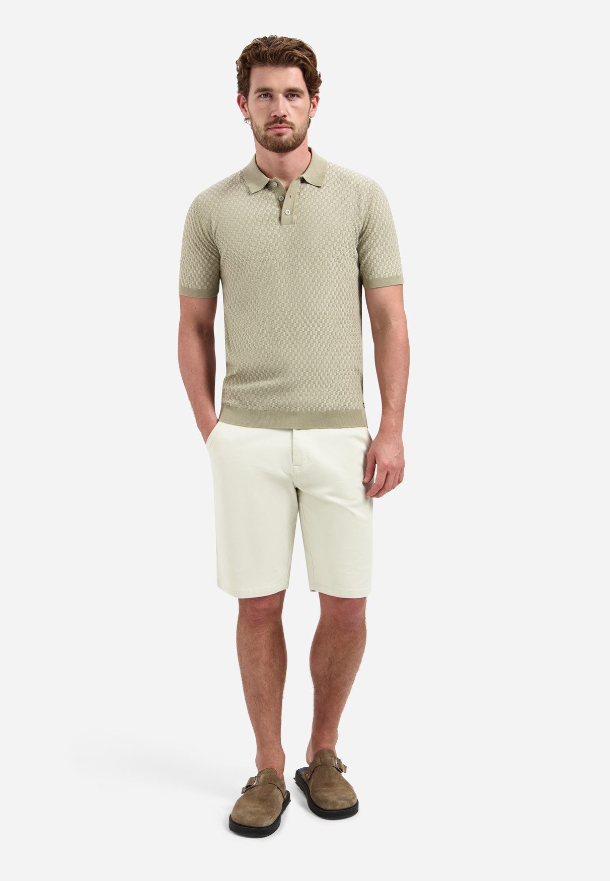 NO EXCESS T-Shirt Pullover Short Sleeve Polo, Taupe