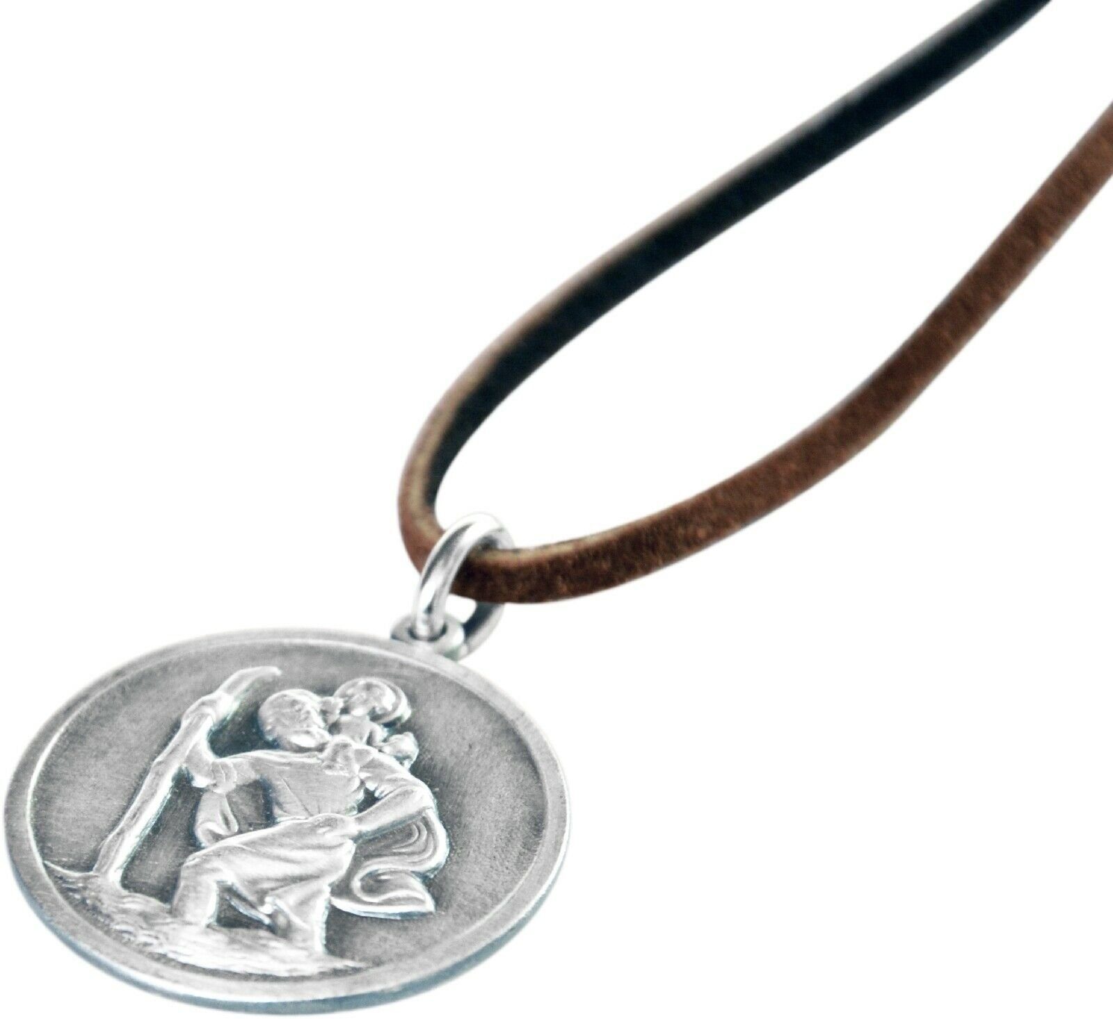 PistolaPeppers Kette mit Anhänger Lederband mit Heiliger Sankt Christophoru günstig online kaufen