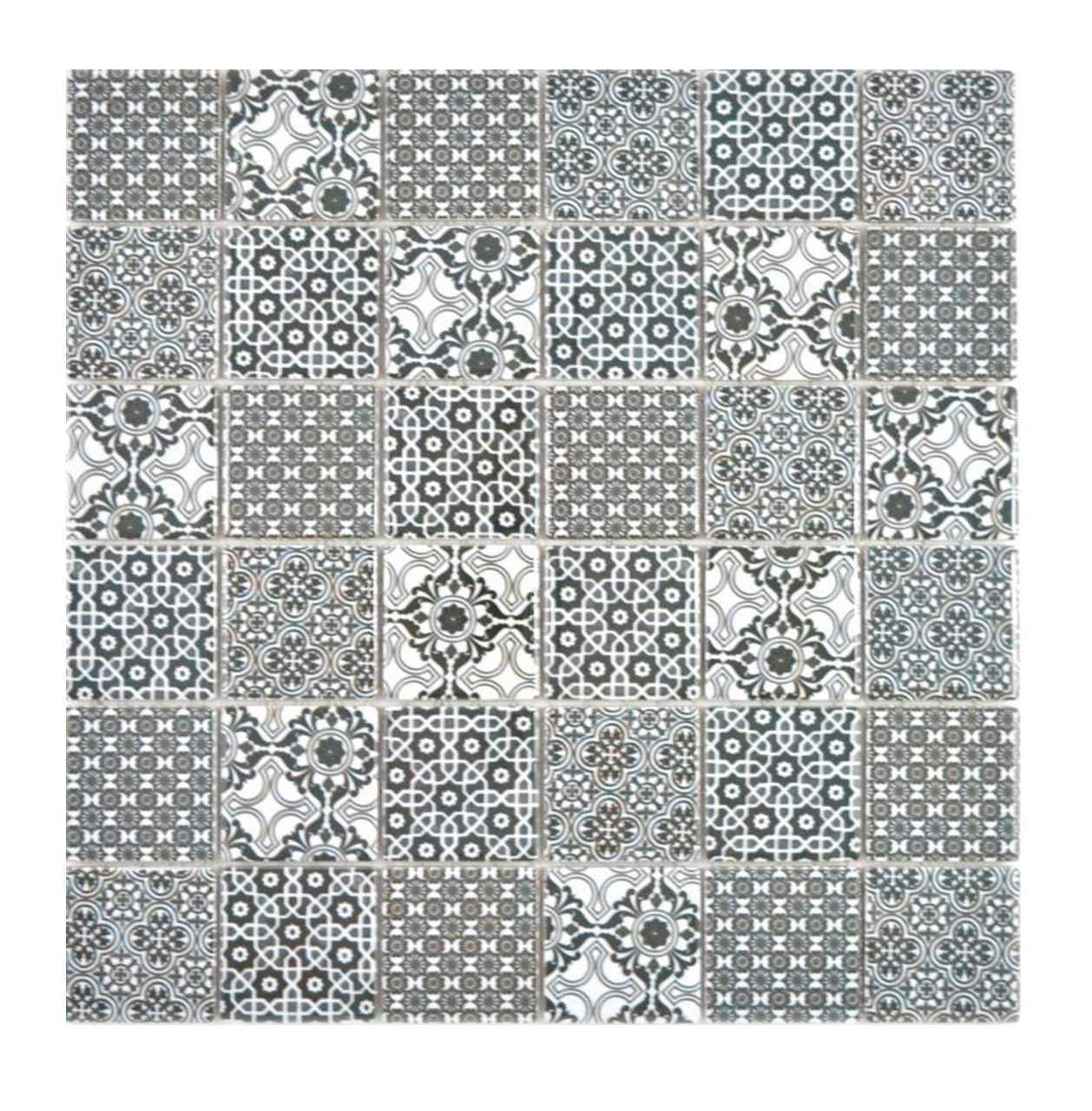Mosani Mosaikfliesen Keramik Mosaik Fliese schwarz weiss Mosaikfliese