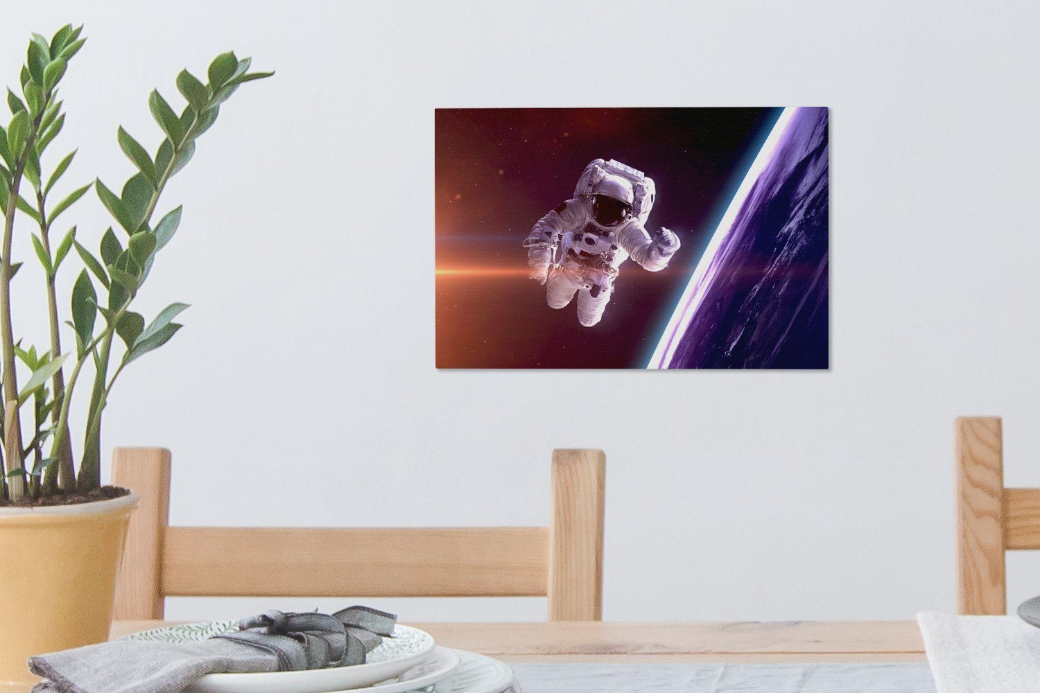 Wandbild - - - Leinwandbilder, Leinwandbild Jungen Kinder, Weltraum (1 Kinder OneMillionCanvasses® St), NASA Aufhängefertig, - 30x20 - Wanddeko, cm Erde