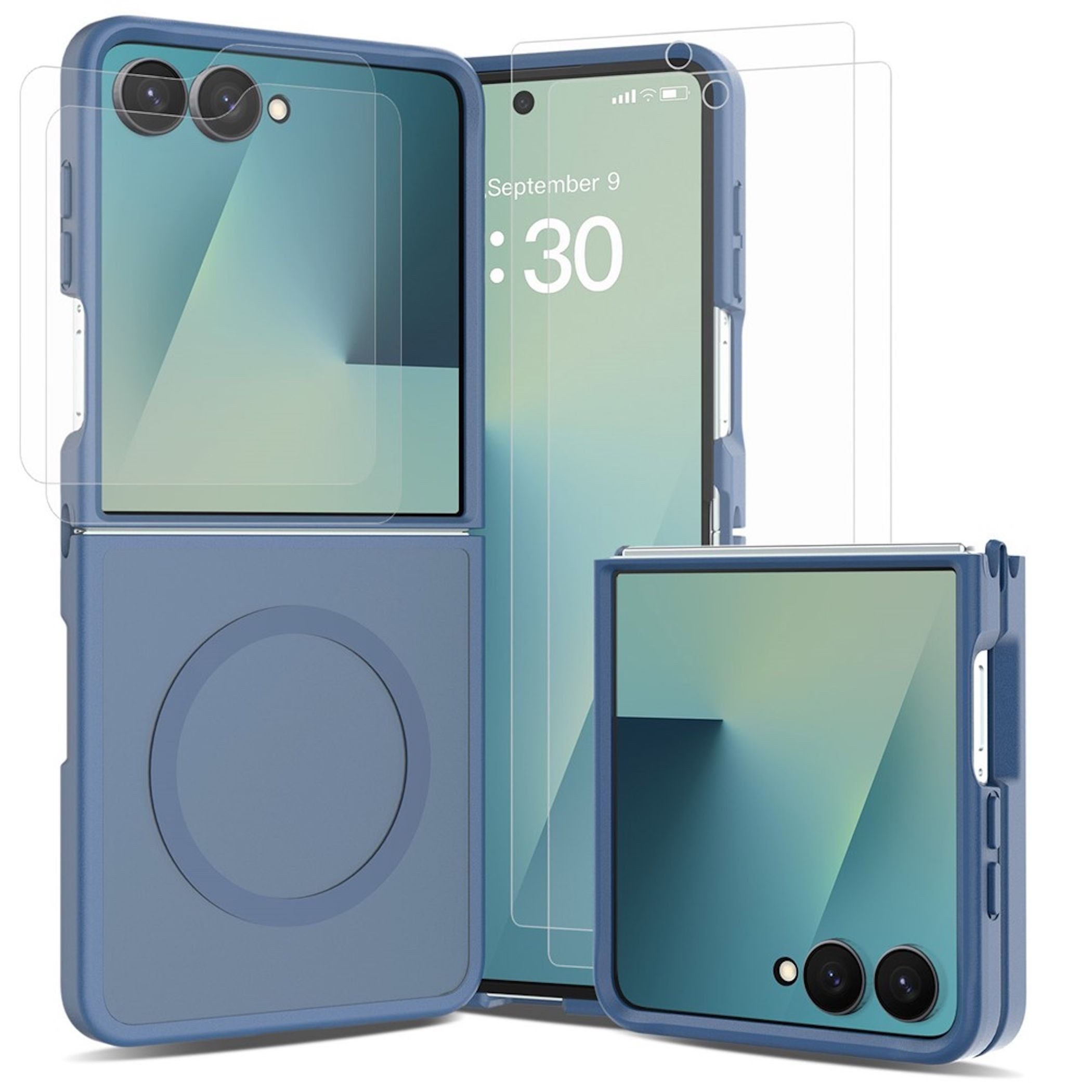 Wigento Handyhülle MagSafe + 2x Schutzglas + 2x Folie für Samsung Galaxy Z Flip8 5G 6,90 Zoll, Magnetring, Schutzglas Set, Hydrogel Folie
