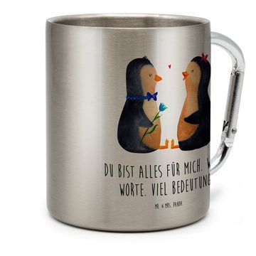 Mr. & Mrs. Panda Tasse Pinguin Pärchen - Transparent - Geschenk, große Liebe, Tasse, Liebe, Edelstahl, Robust & Isolierend