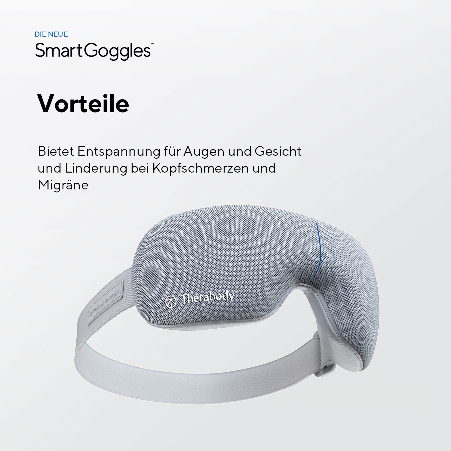 Therabody Massagegerät SmartGoggles Augenmassage, Vibration, Wärme, App-Steuerung, verbessert die Schlafqualität, lindert Kopfschmerzen & Migräne