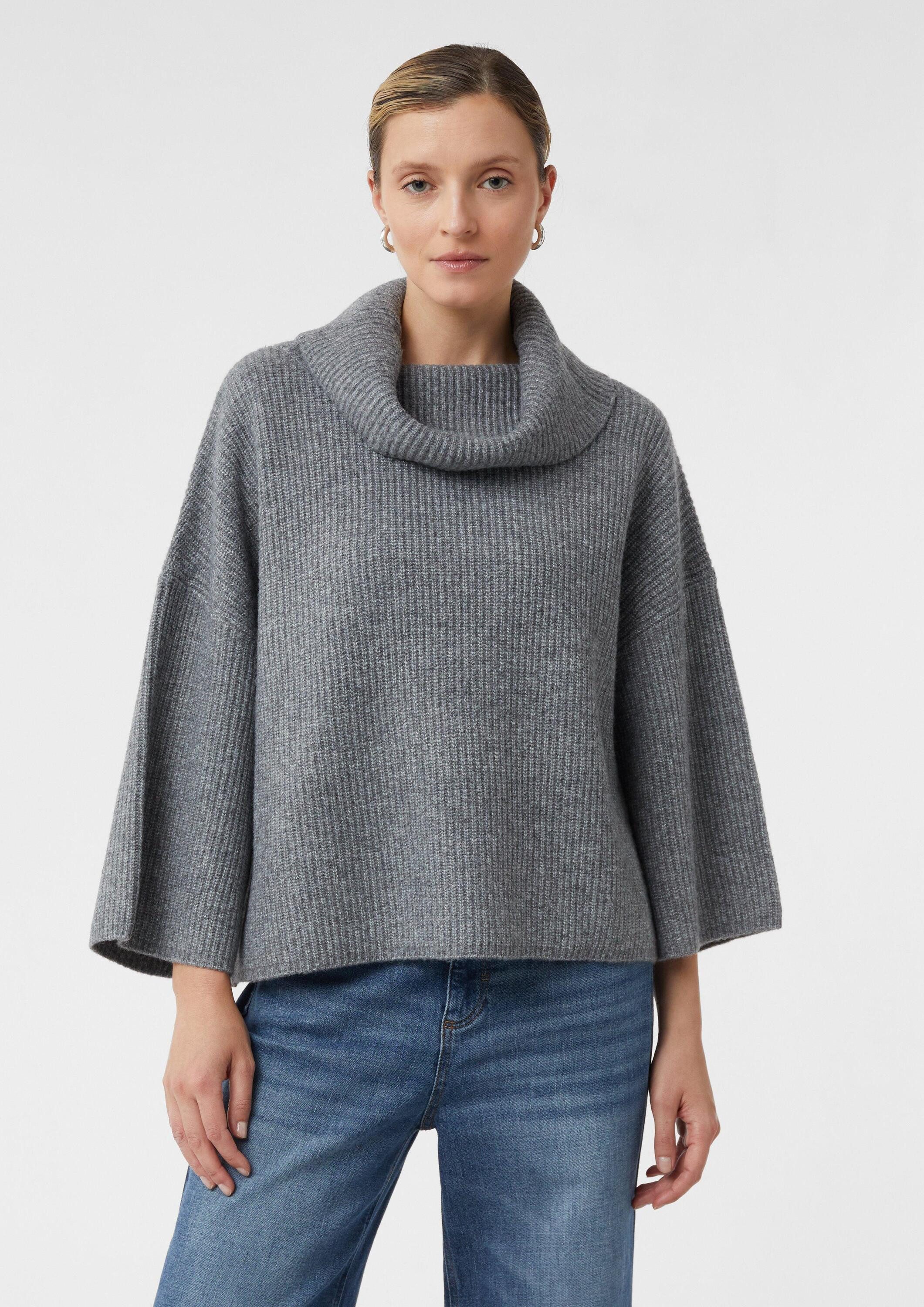 comma Longpullover Indoor-Poncho Poncho-Pullover mit weitem Rollkragen