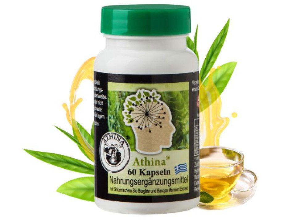 Athina Griechische Eisenkraut Bergtee mit Bacopa Monnieri Extrakt Kapseln, 32 g
